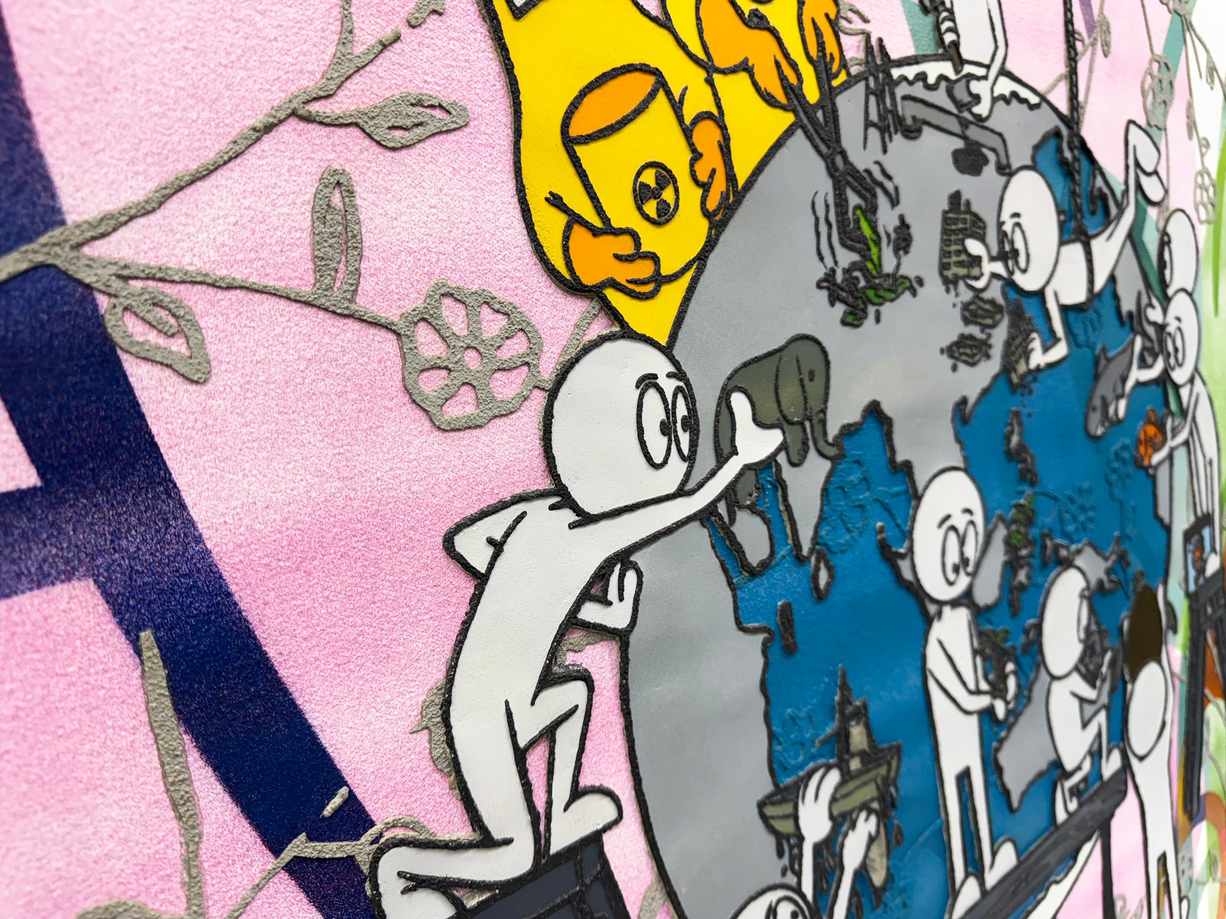 Our Mess To Fix III (large original paint and cement on canvas) For Sale 1