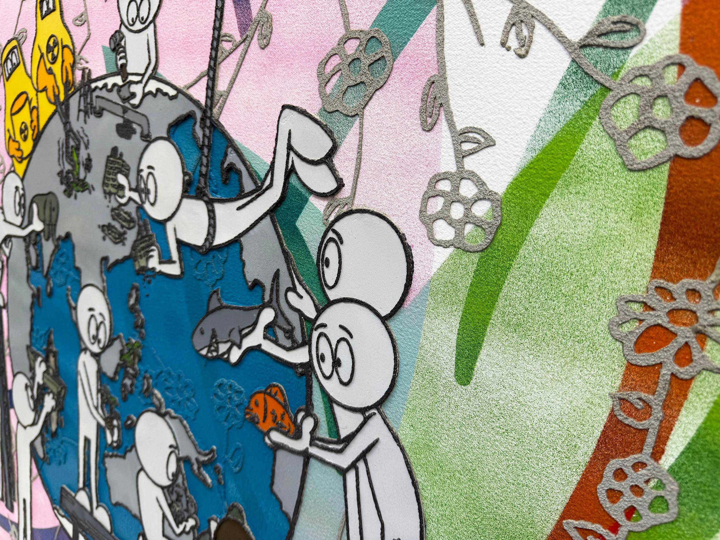 Our Mess To Fix III (large original paint and cement on canvas) For Sale 2