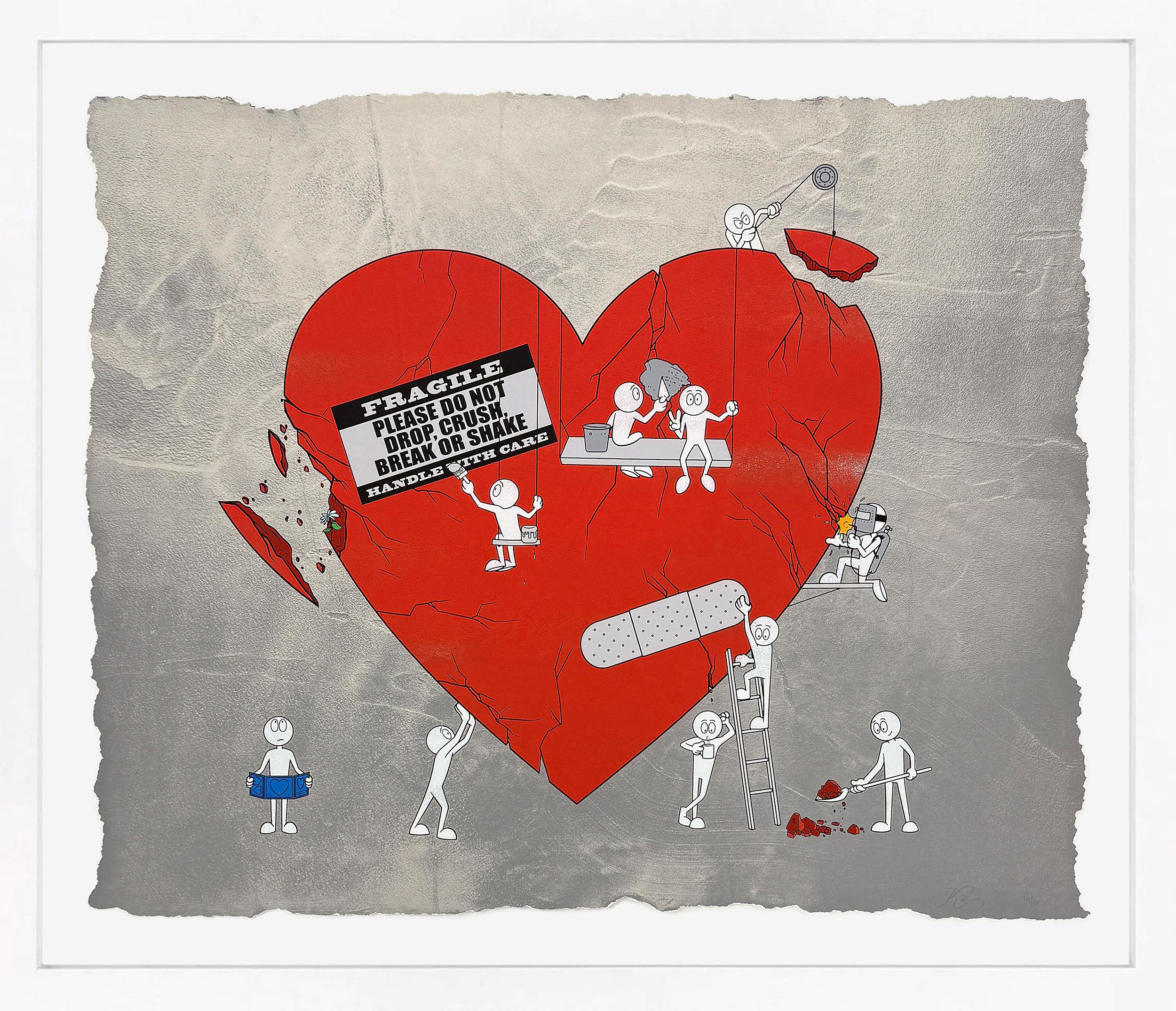 Mending Love Serigraph, Hand Signed, Framed Street Art, 2010s
