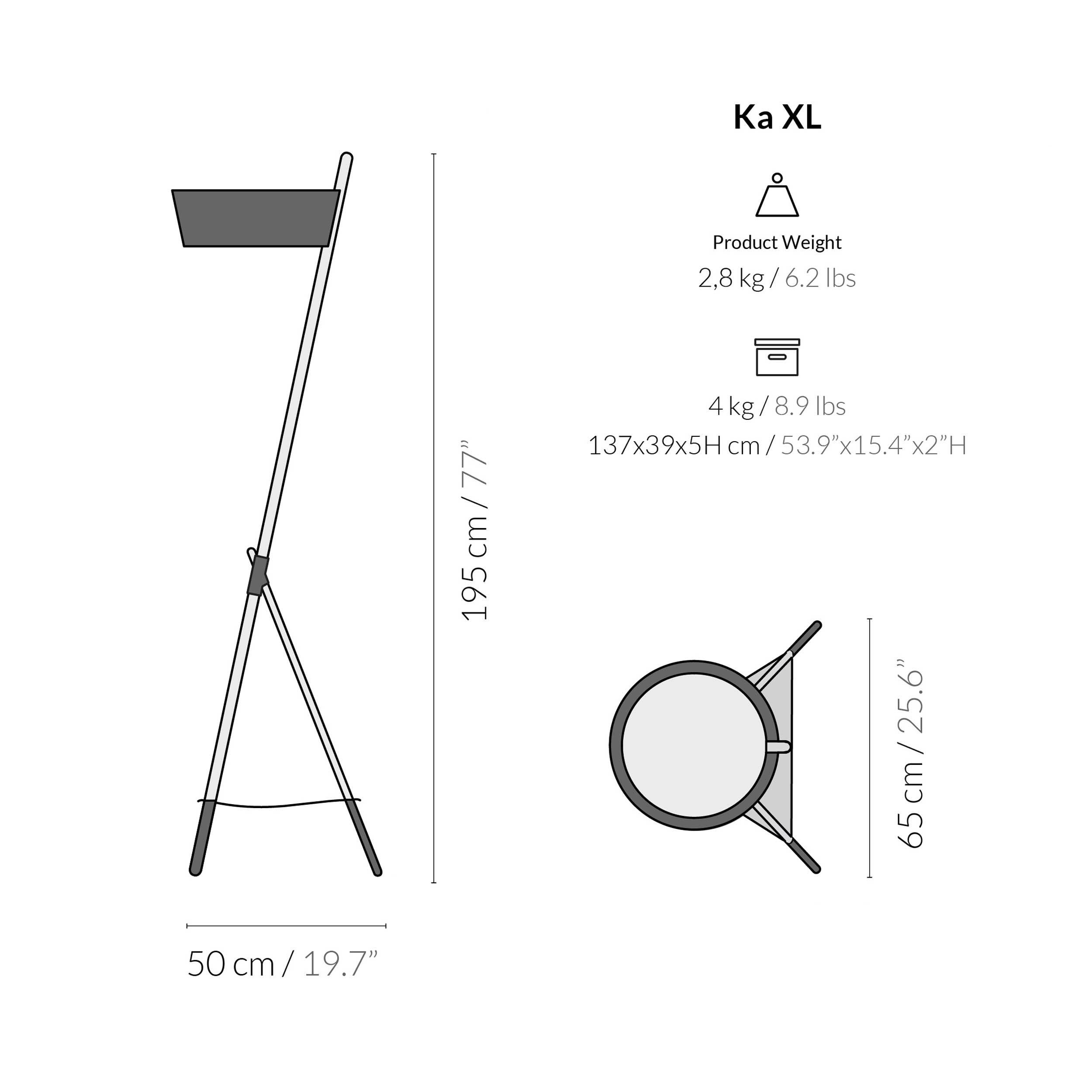 Contemporary Ka XL ambient floor lamp with tray · White & beech For Sale