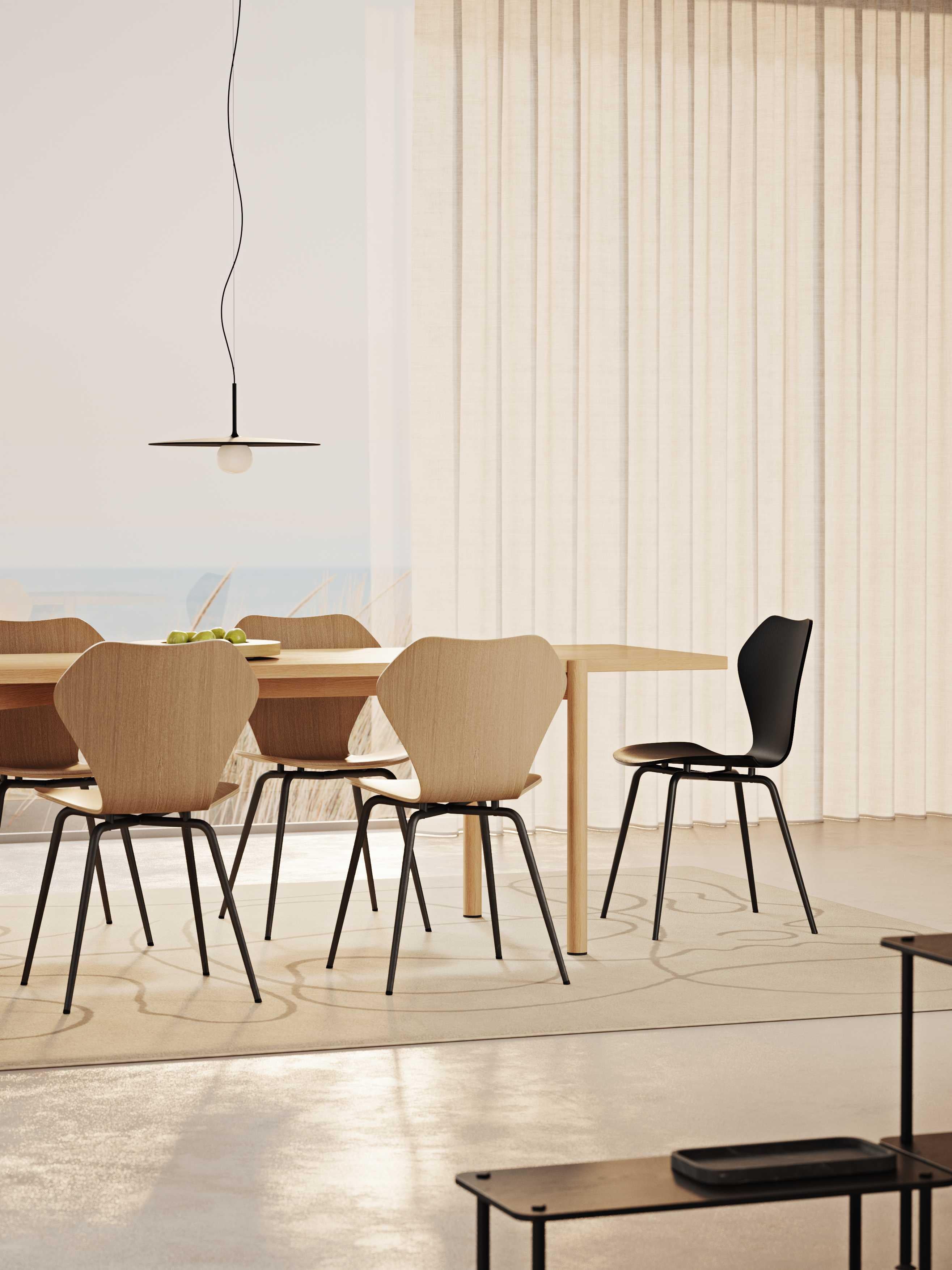 KA237 Natural Beech Wood Seat And Powder-Coated Steel Dining Chair by VZOR In New Condition For Sale In Geneve, CH