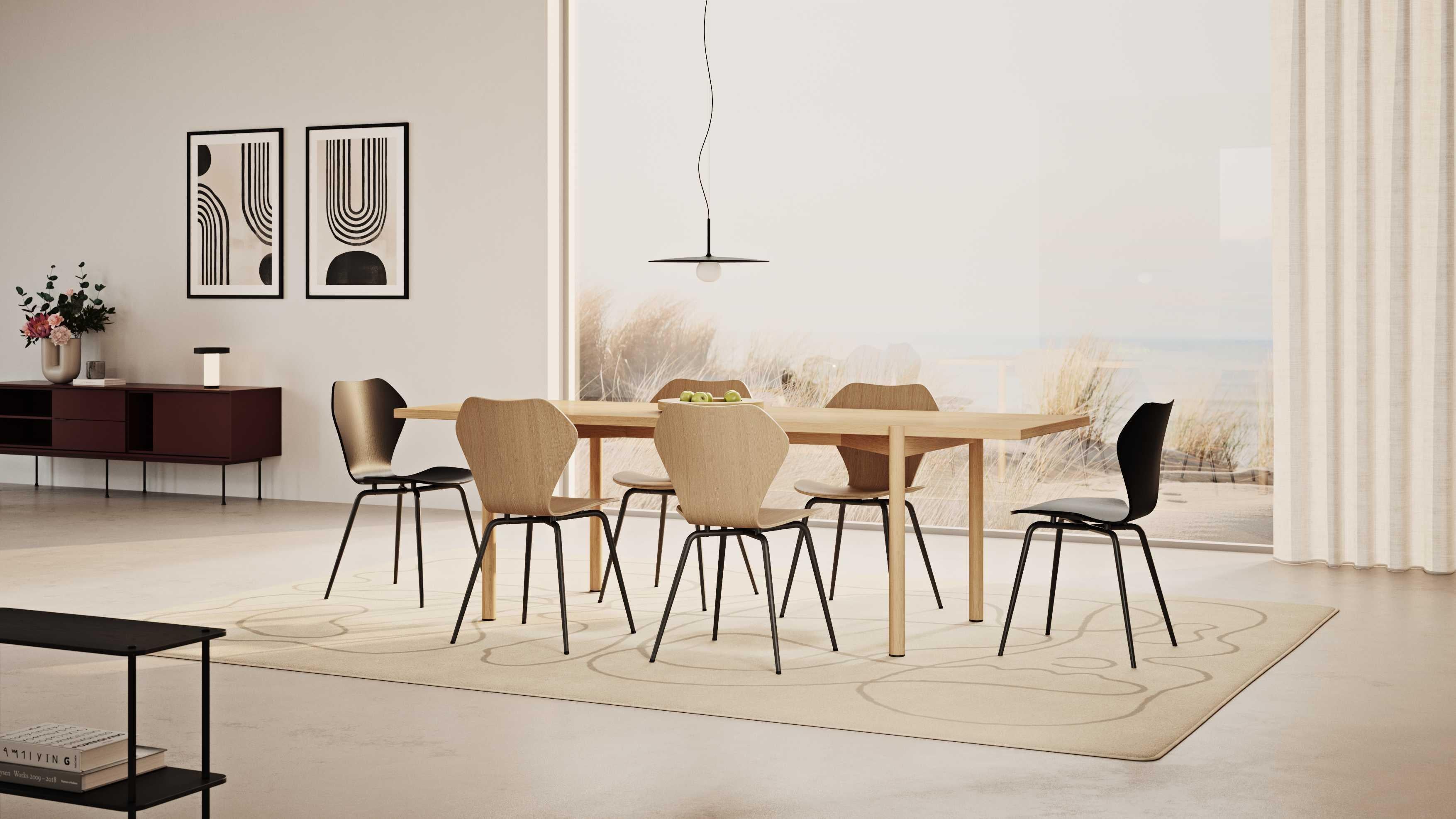 Contemporary KA237 Natural Beech Wood Seat And Powder-Coated Steel Dining Chair by VZOR For Sale