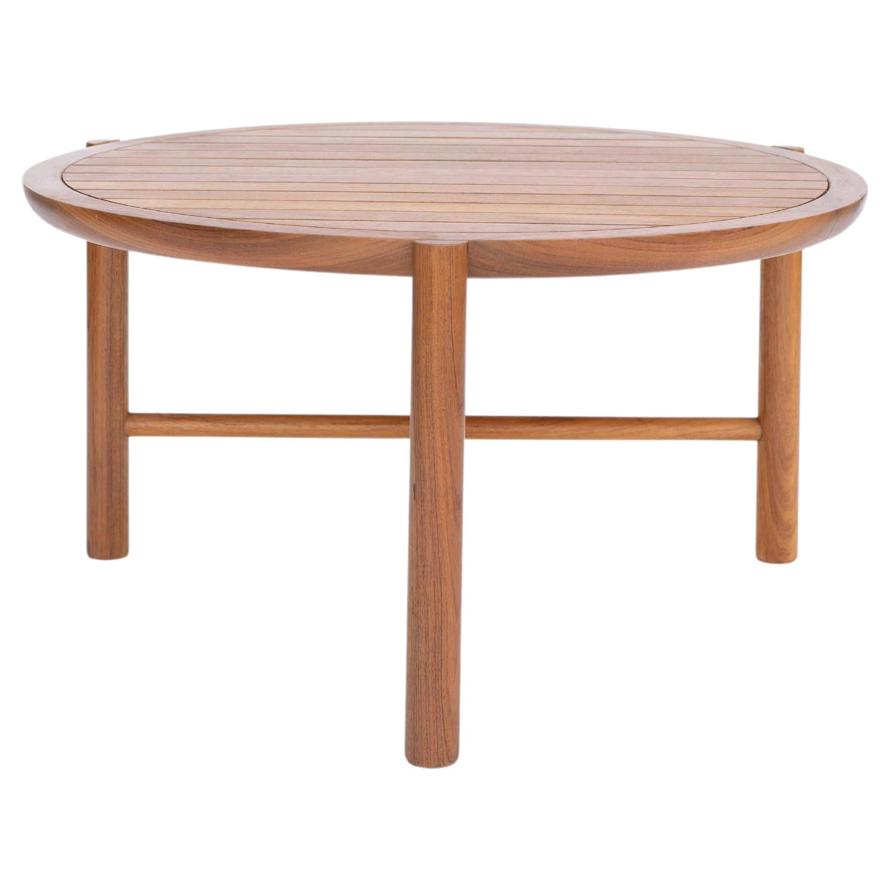 Minimalist Round Coffee Table in Mexican Hardwood For Sale