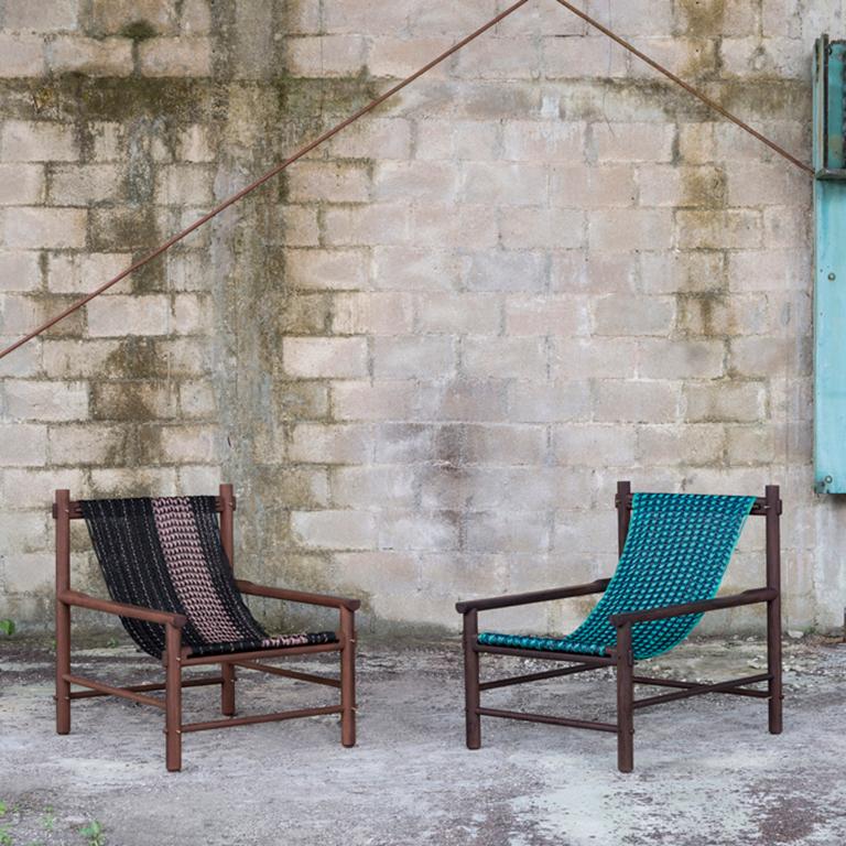 Zeitgenössischer Sessel aus natürlichem Hartholz mit handgefertigter Weberei von Ania Wolowska im Angebot 1