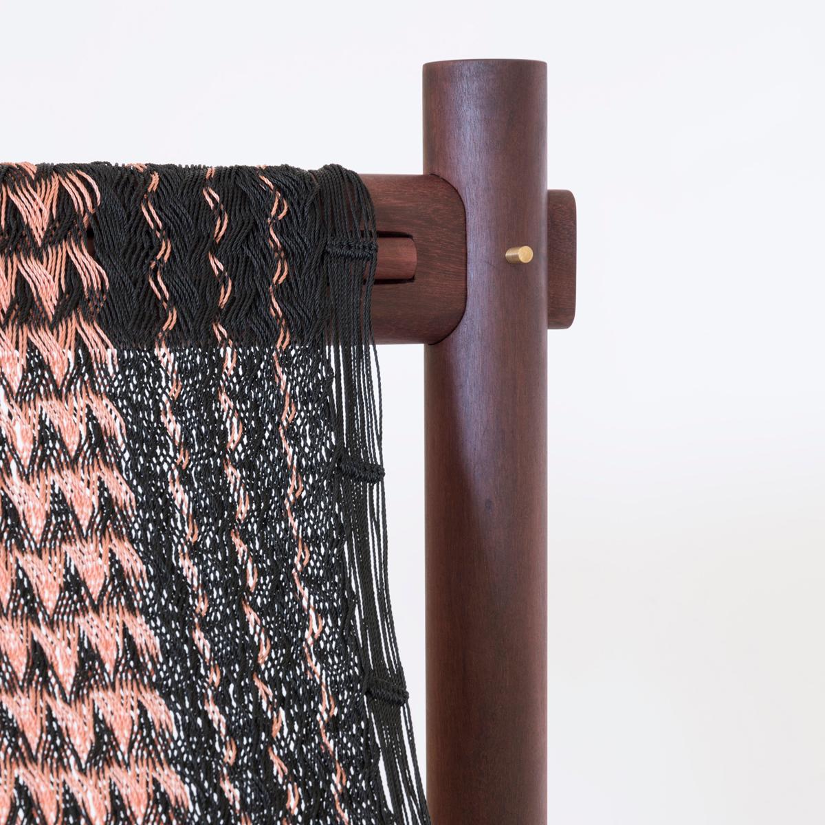Walnut Contemporary Armchair in Natural Hardwood with Handmade Weaving by Ania Wolowska For Sale