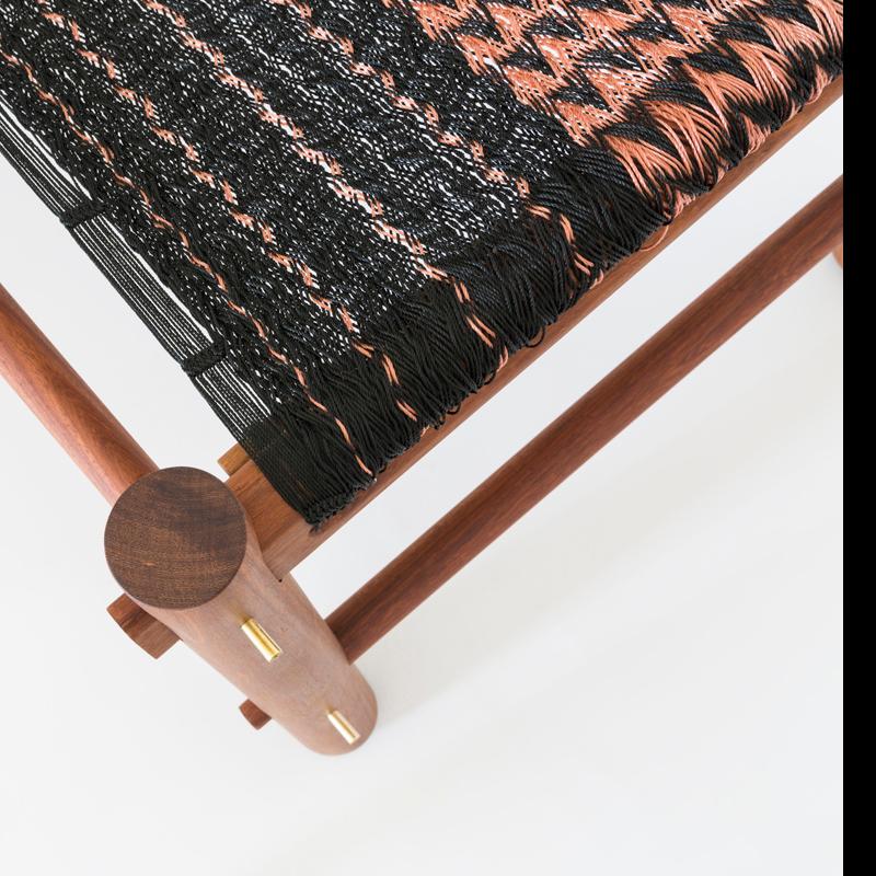 Contemporary Armchair in Natural Hardwood with Handmade Weaving by Ania Wolowska For Sale 2