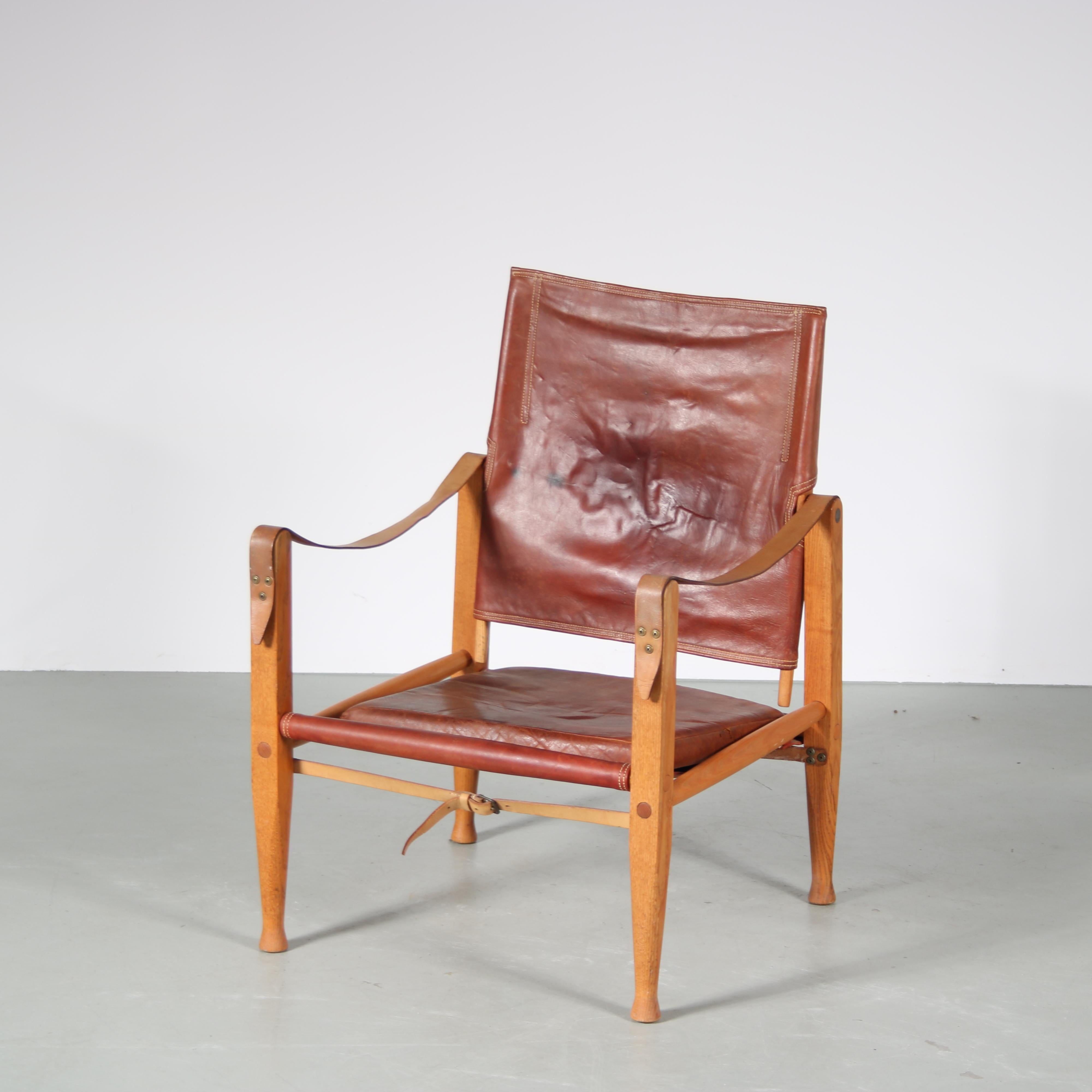 Danish Kaare Klinkt Safari Chair for Rud Rasmussen, Denmark, 1950 For Sale