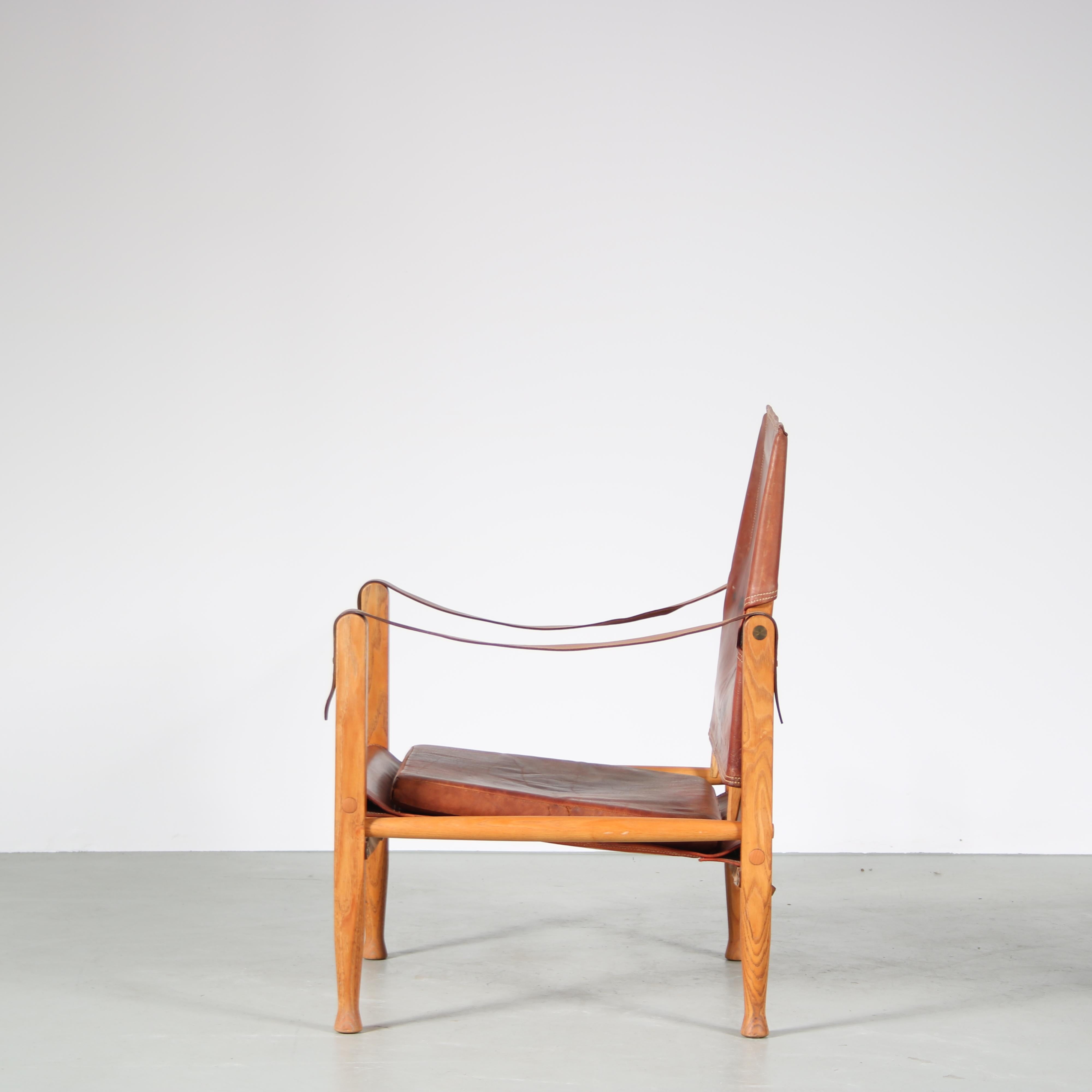 Kaare Klinkt Safari Chair for Rud Rasmussen, Denmark, 1950 In Good Condition For Sale In Amsterdam, NL
