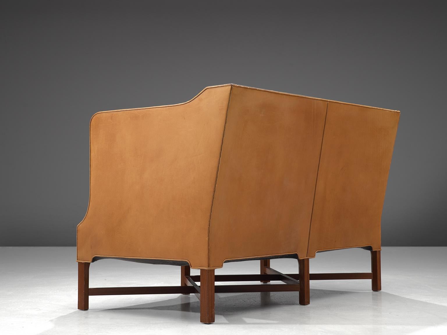 Mid-Century Modern Kaare Klint 4118 Settee in Mahogany and Niger Leather