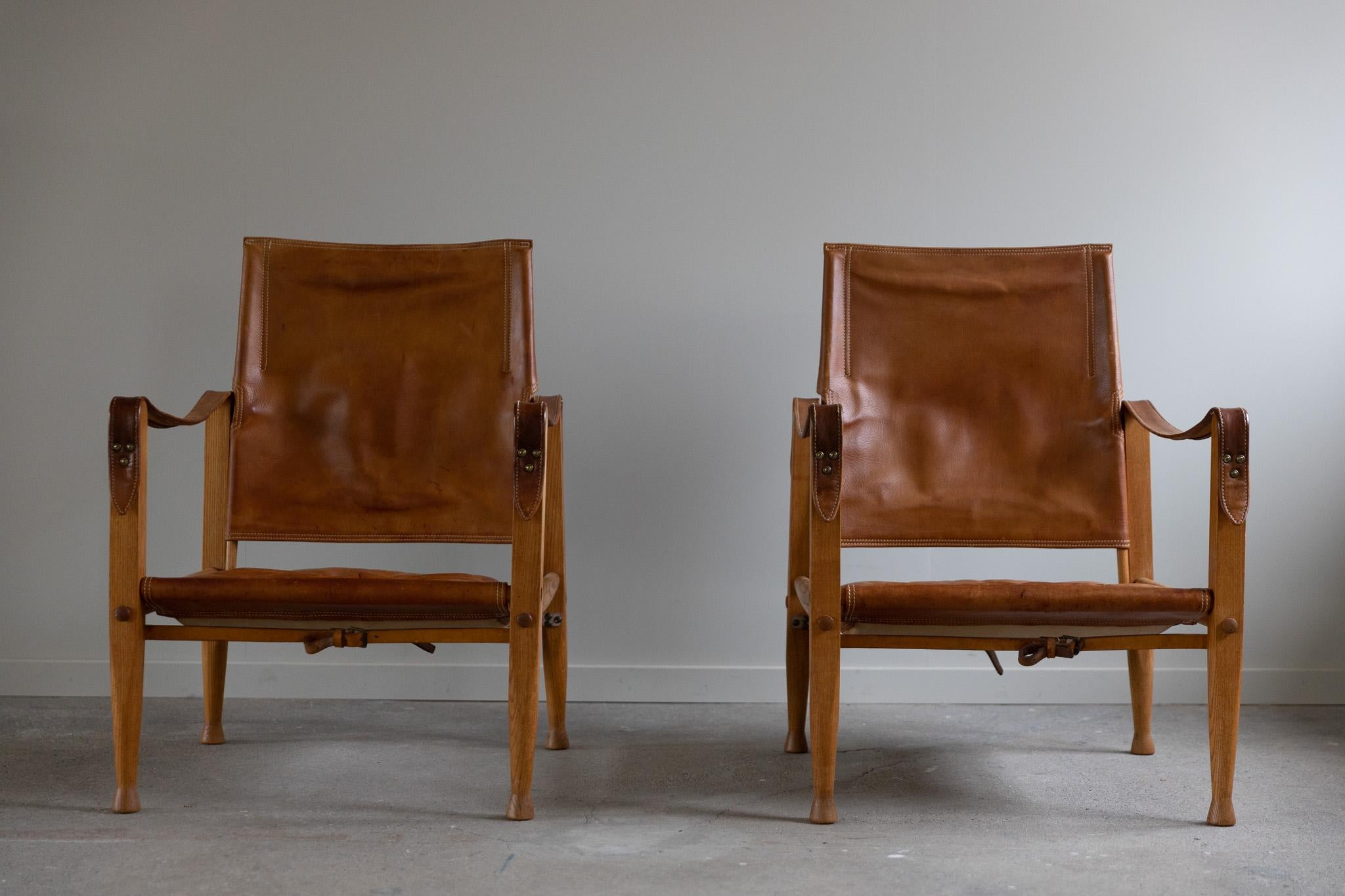 Kaare Klint, a Pair of Safari Chairs in Ash & Leather, Rud. Rasmussen, 1950s 8