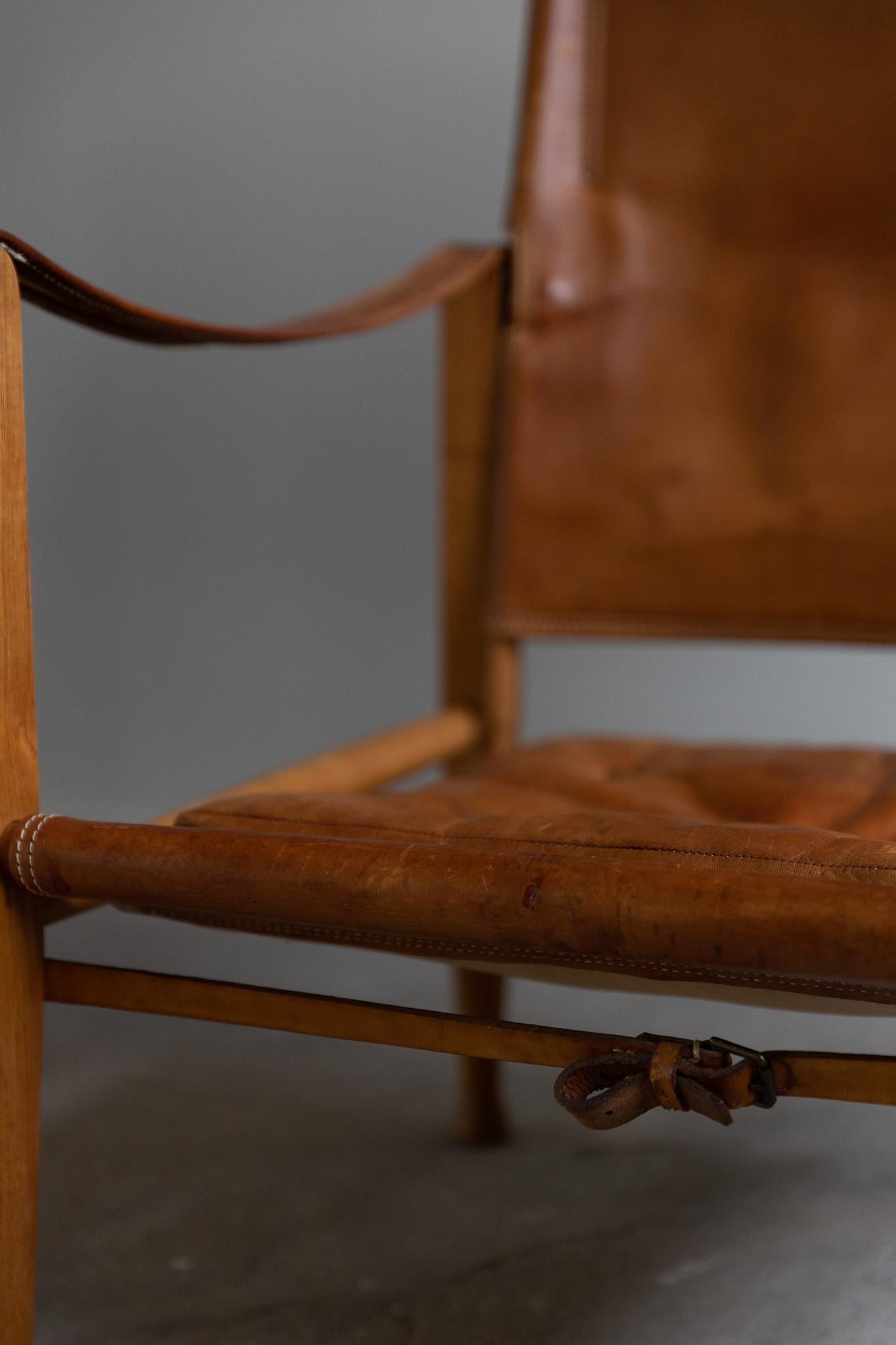 20th Century Kaare Klint, a Pair of Safari Chairs in Ash & Leather, Rud. Rasmussen, 1950s