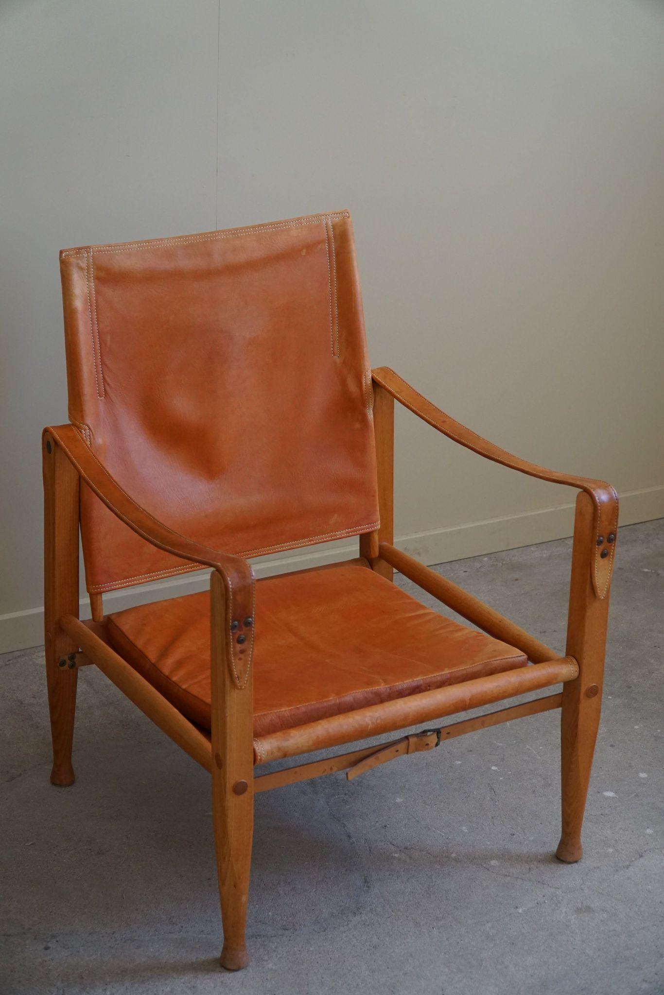 Kaare Klint, a Pair of Safari Chairs in Ash & Leather, Rud. Rasmussen, 1960s For Sale 3