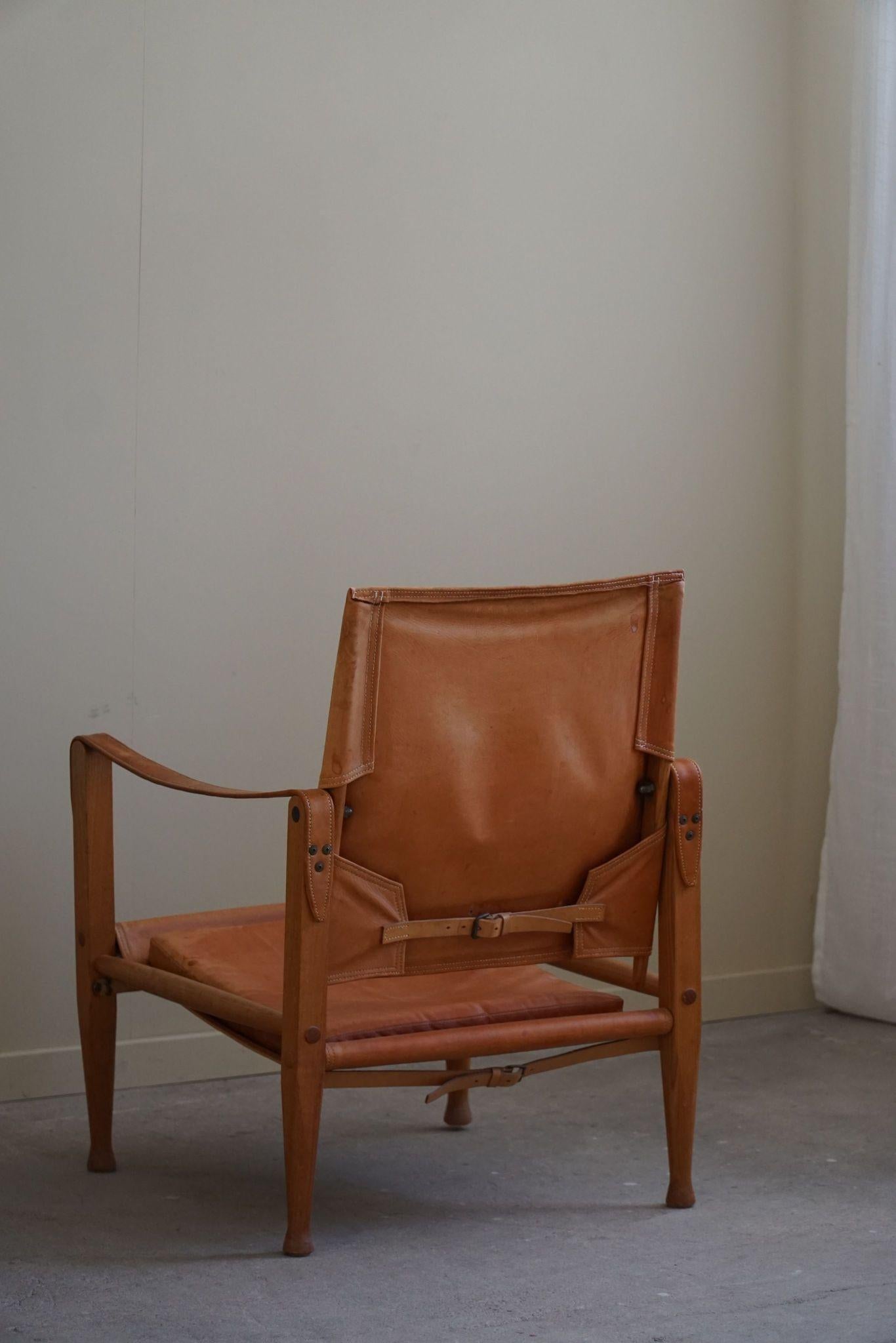 Kaare Klint, a Pair of Safari Chairs in Ash & Leather, Rud. Rasmussen, 1960s For Sale 1