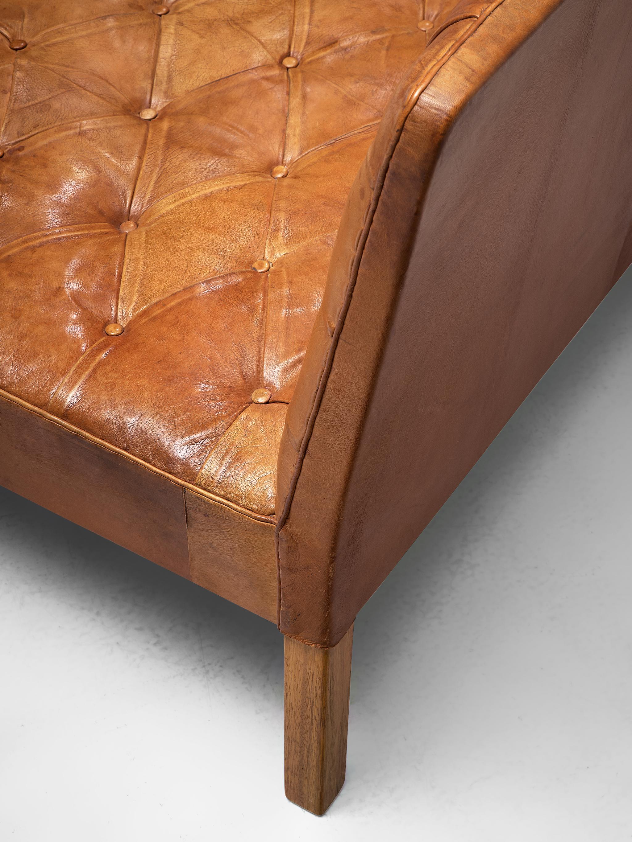 Kaare Klint 'Addition' Sofa's in Original Patinated Cognac Leather 3