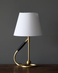Kaare Klint, Adjustable Modernist Table Lamp, Brass, Rubber, Denmark, 1970s