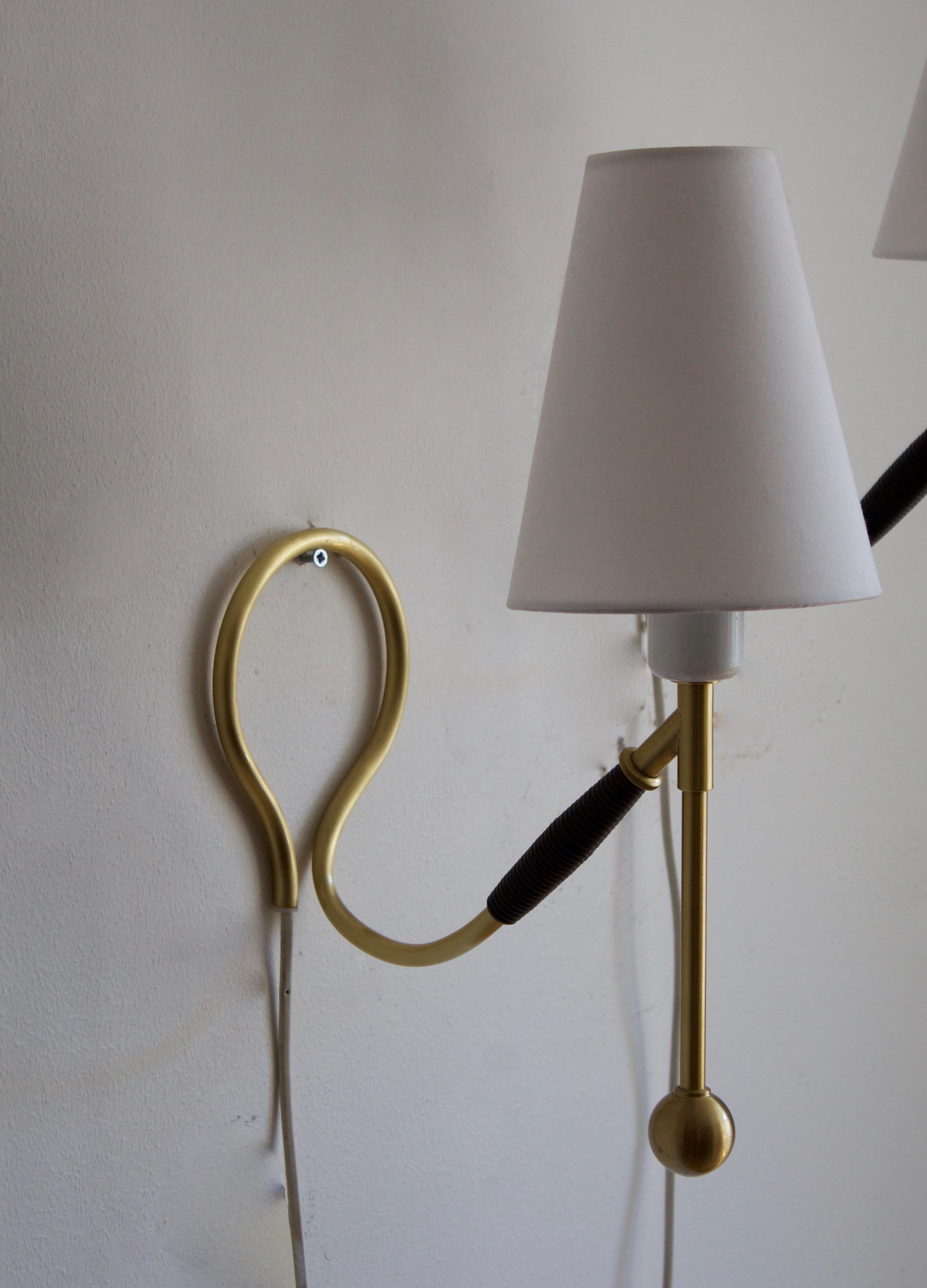 Mid-Century Modern Kaare Klint, Adjustable Wall Lights / Table Lamps, Brass, Rubber, Denmark, 1950s