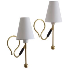 Kaare Klint, Adjustable Wall Lights / Table Lamps, Brass, Rubber, Denmark, 1950s