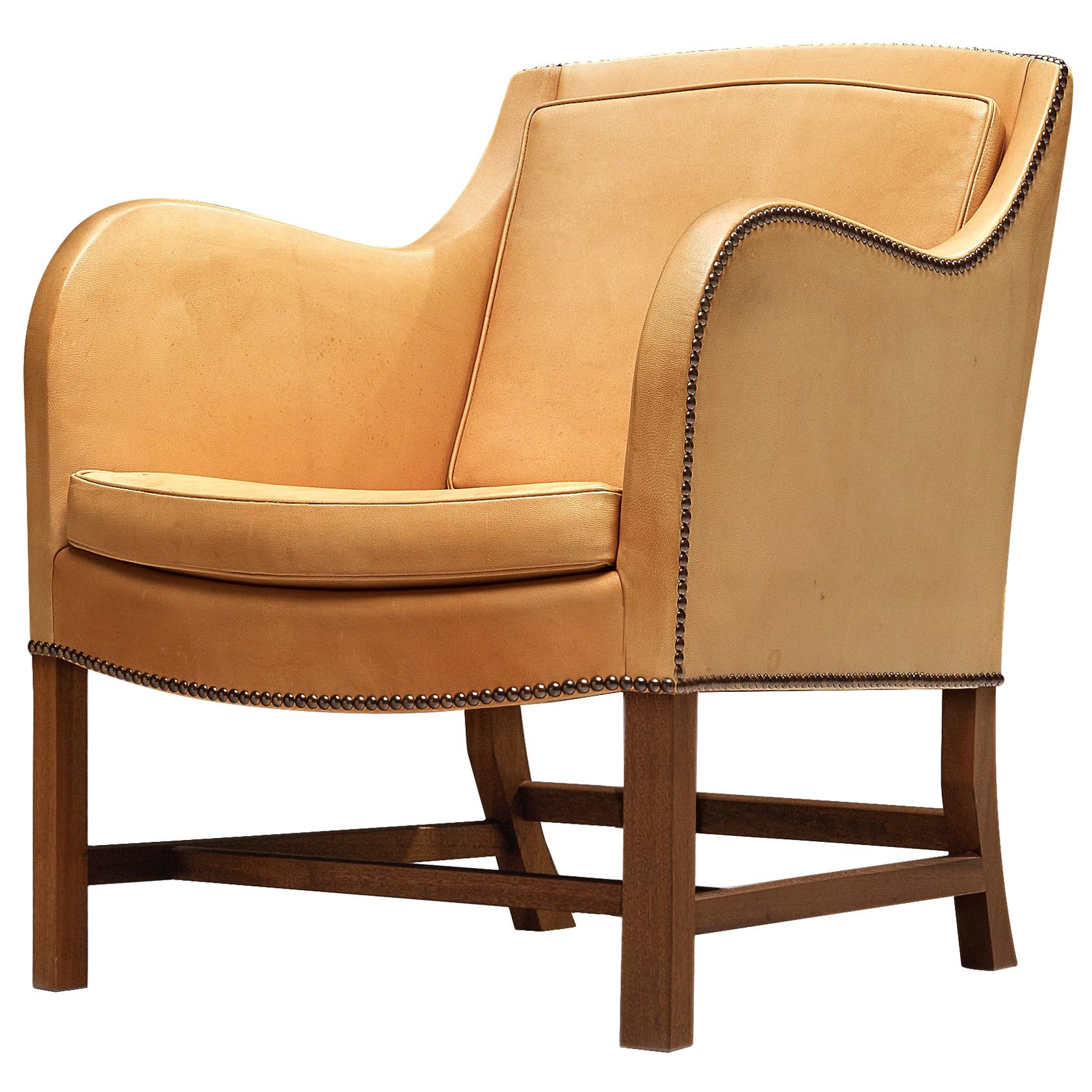 Kaare Klint and Edvard Kindt-Larsen Lounge Chair in Niger Leather and Mahogany