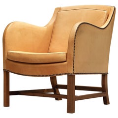 Vintage Kaare Klint and Edvard Kindt-Larsen Lounge Chair in Niger Leather and Mahogany