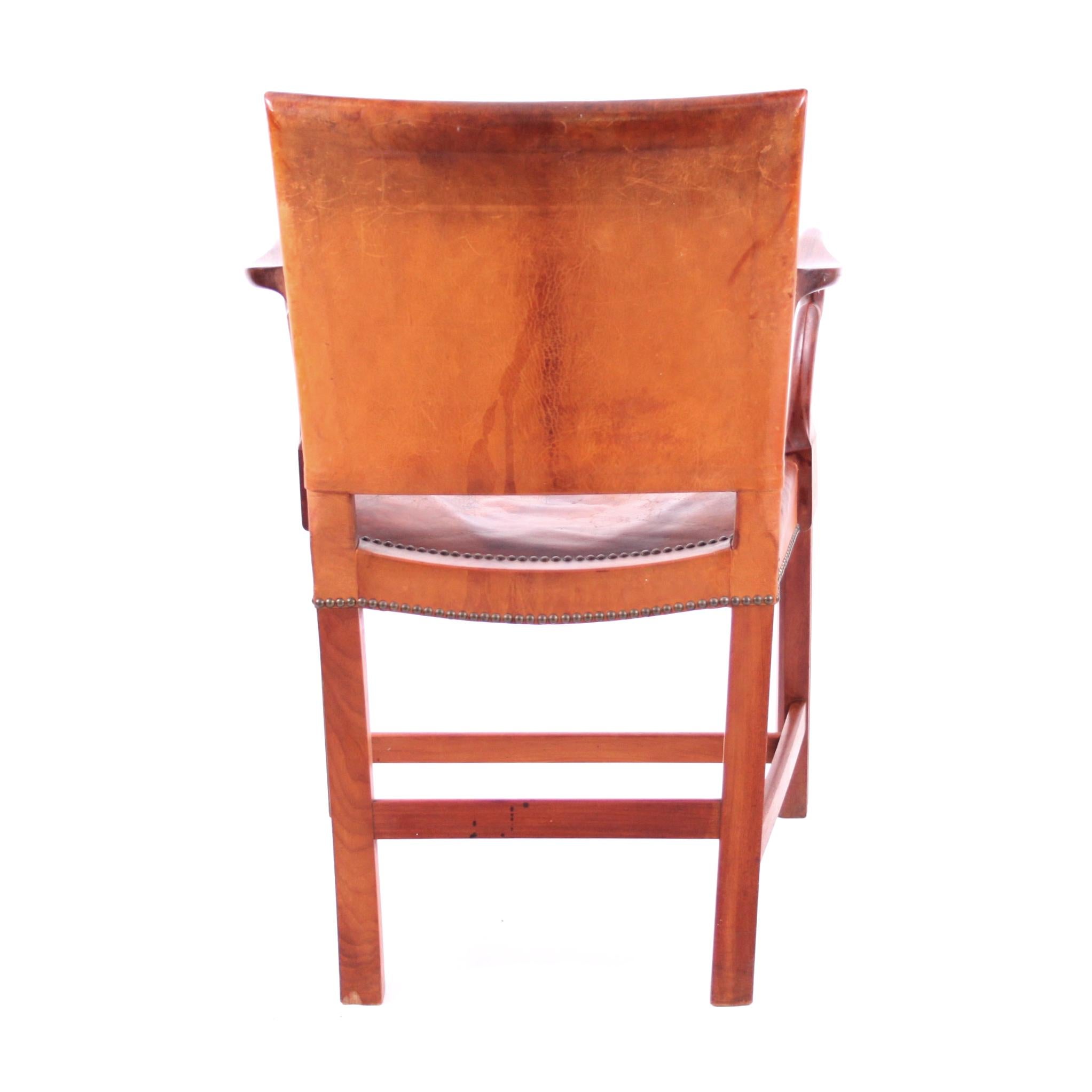 Danish Kaare Klint and Ole Wanscher, Rare Armchair in Niger Leather and Mahogany Frame