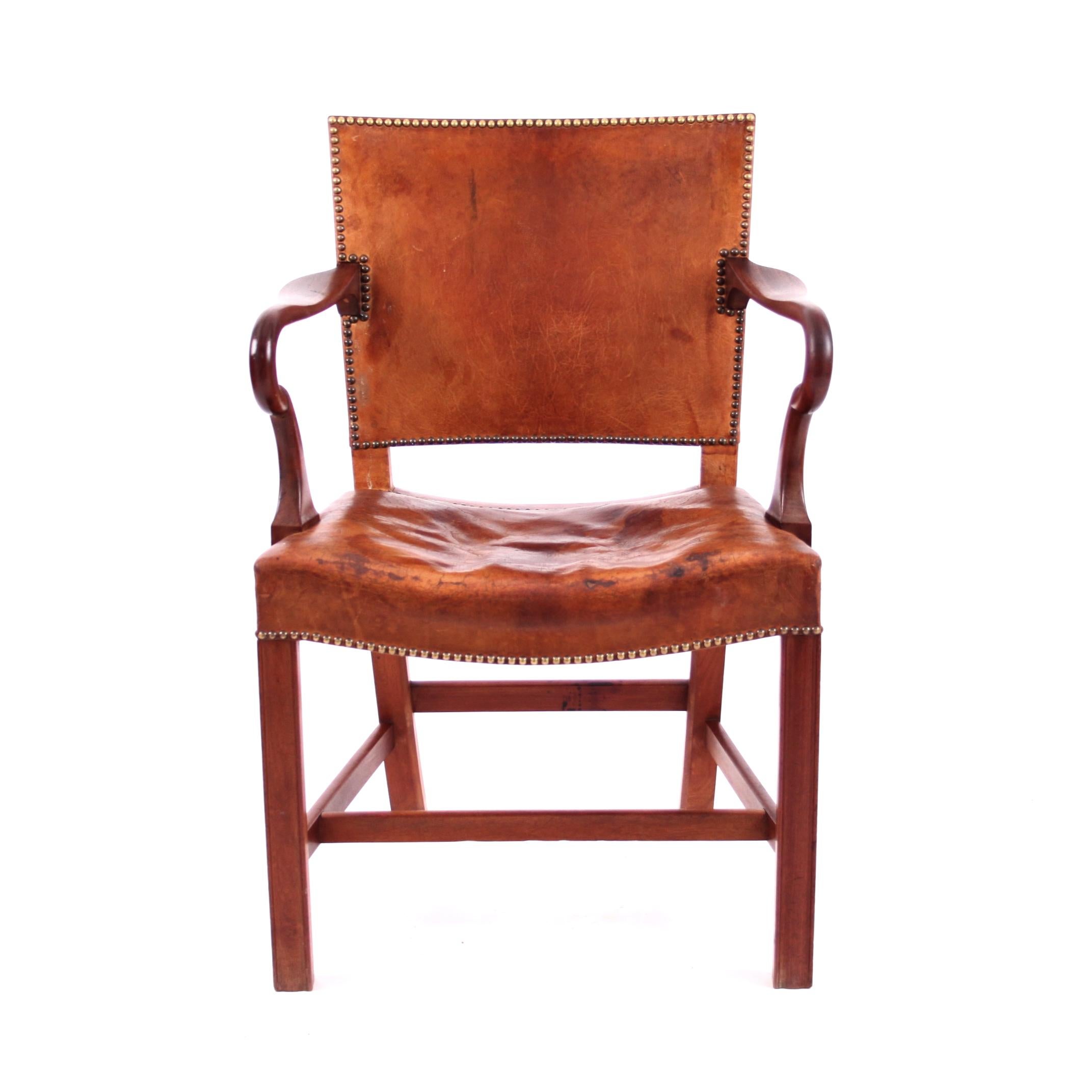 Kaare Klint and Ole Wanscher, Rare Armchair in Niger Leather and Mahogany Frame In Good Condition In Copenhagen, DK