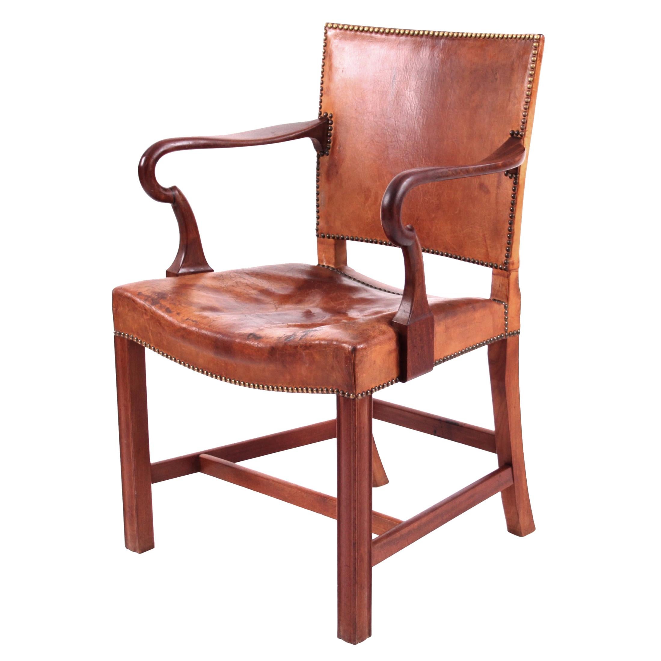 Kaare Klint and Ole Wanscher, Rare Armchair in Niger Leather and Mahogany Frame