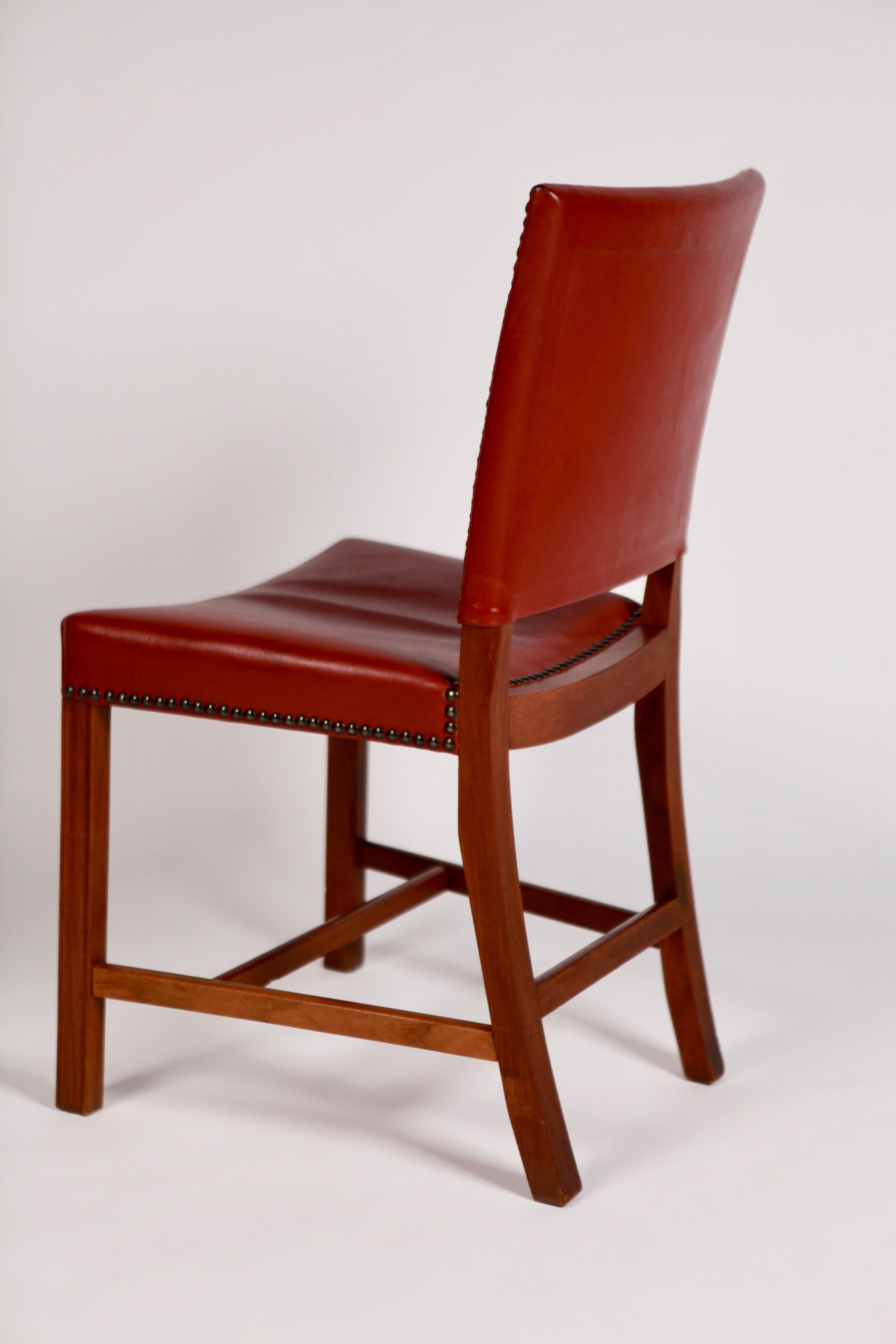 Mid-20th Century Kaare Klint, Barcelona Chair, Red Leather and Mahogany, Denmark, 1940s
