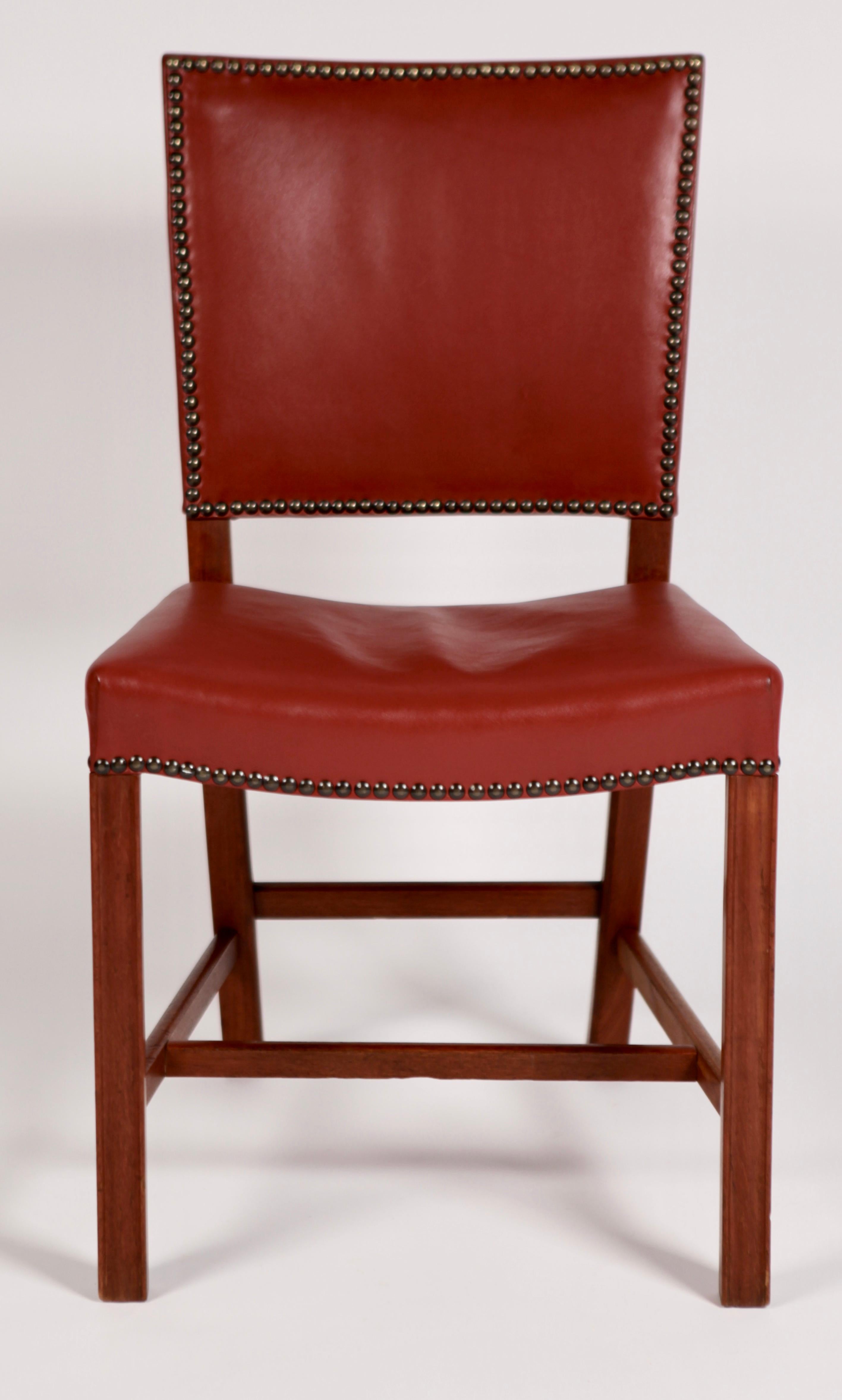 Kaare Klint, Barcelona Chair, Red Leather and Mahogany, Denmark, 1940s 3