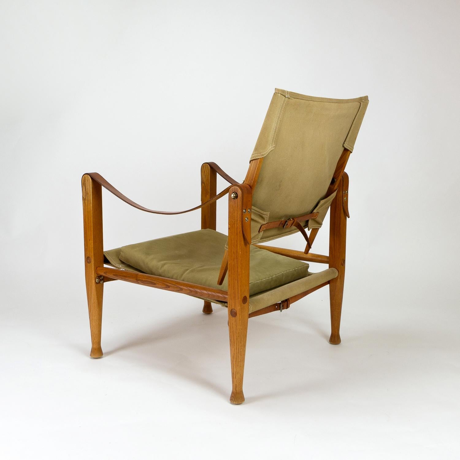 Mid-Century Modern Kaare Klint Canvas Safari Chair, Denmark, 1950s