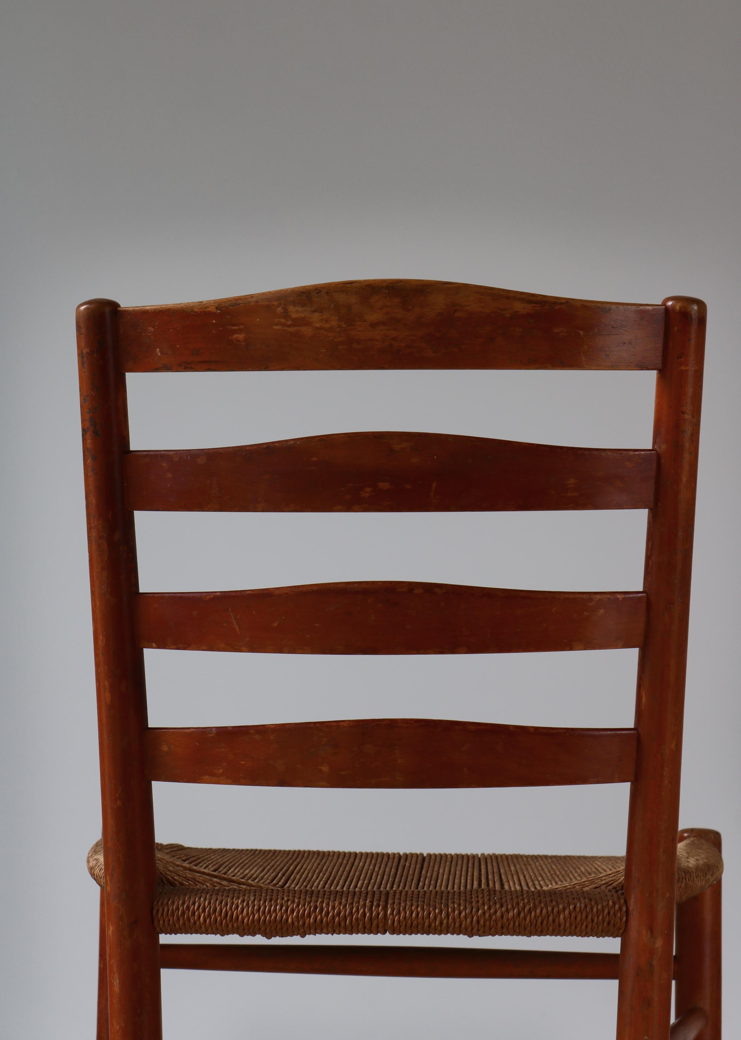 Kaare Klint „Church“ Stuhl aus gebeiztem Buchenholz und Papierkordel, Fritz Hansen, 1930er Jahre im Angebot 8
