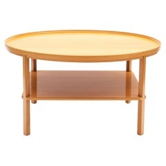 Mesa baja redonda Kaare Klint de madera de fresno para Rud, Rasmussen, Modelo 6687