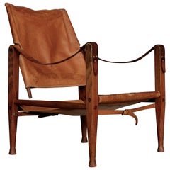 Kaare Klint Chaise Safari en cuir Brown Cognac, années 1960