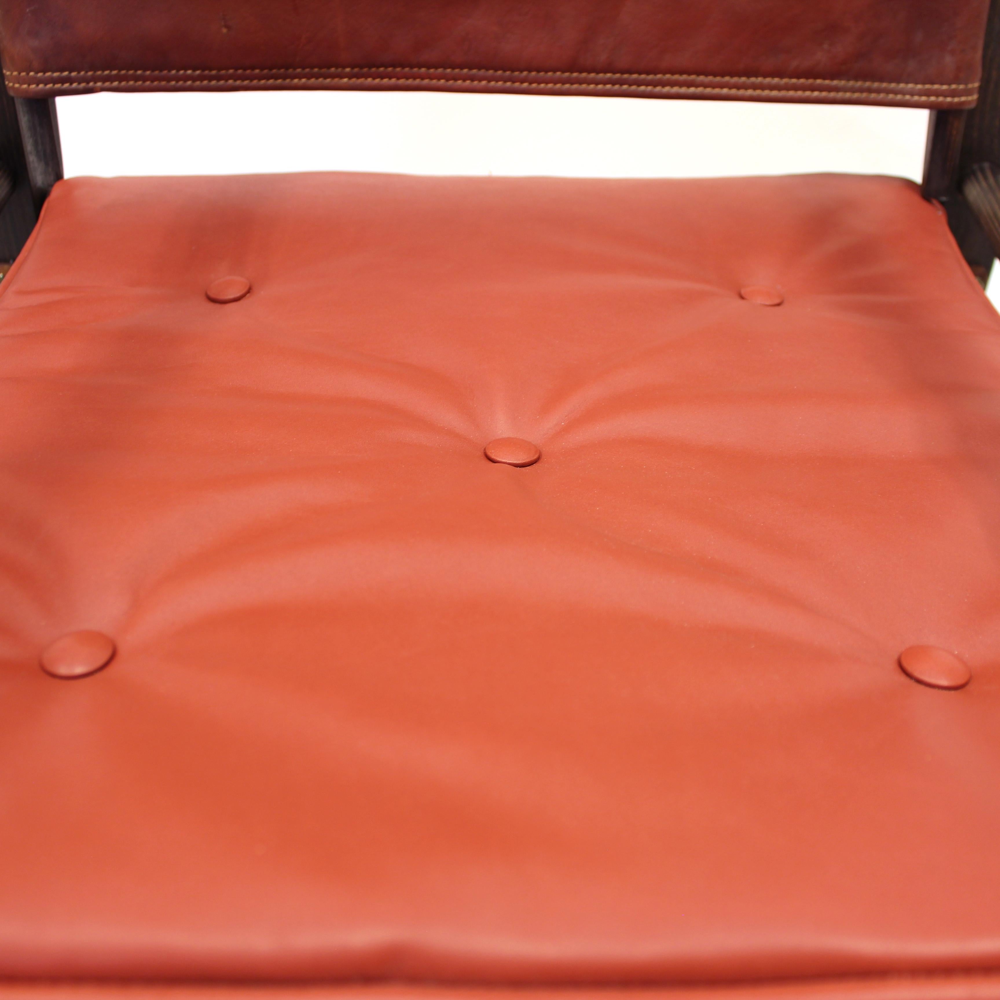 Cognacfarbener Leder-Safari-Stuhl von Kaare Klint für Rud Rasmussen, 1960er Jahre im Angebot 5