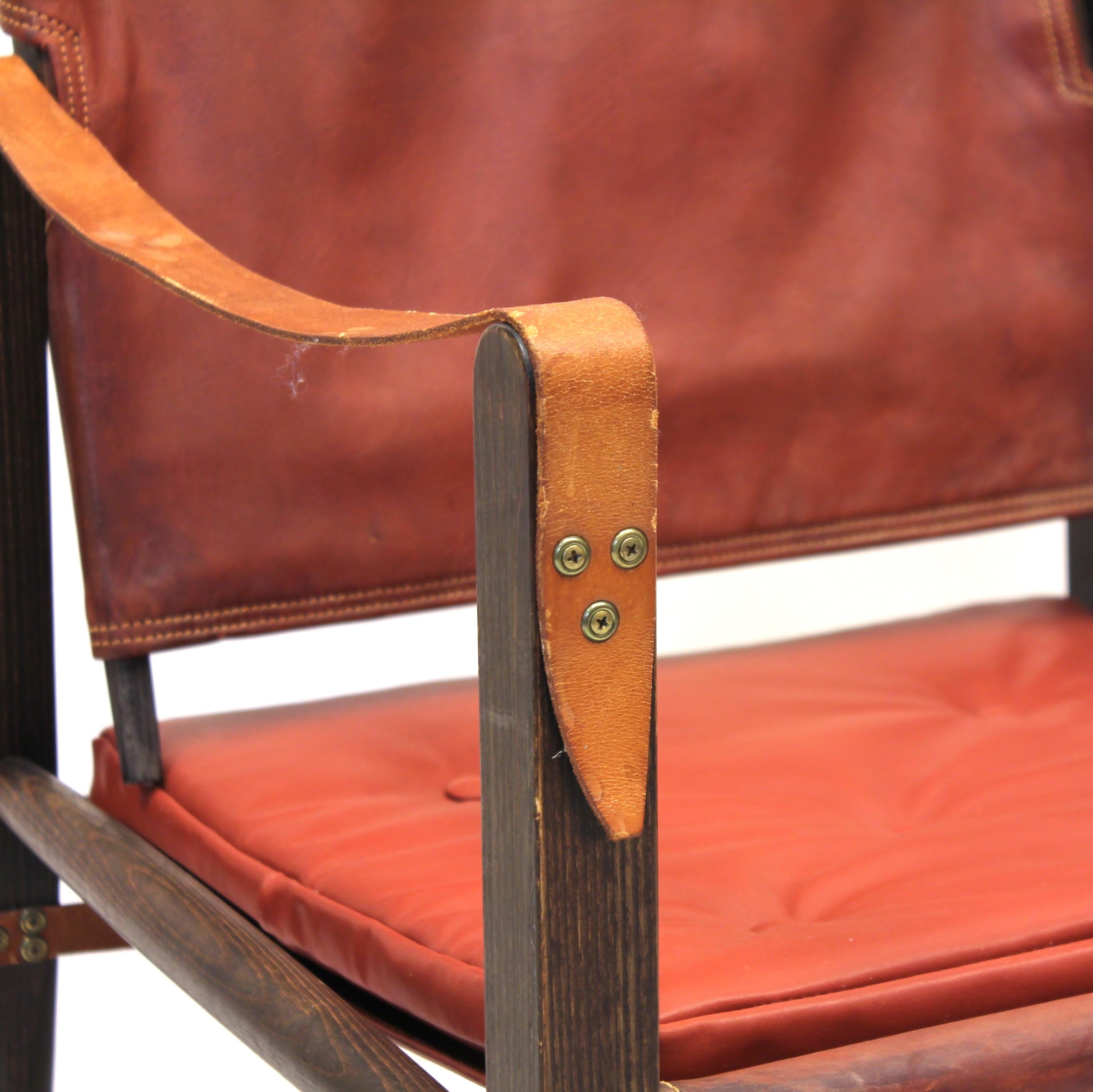Cognacfarbener Leder-Safari-Stuhl von Kaare Klint für Rud Rasmussen, 1960er Jahre im Angebot 8
