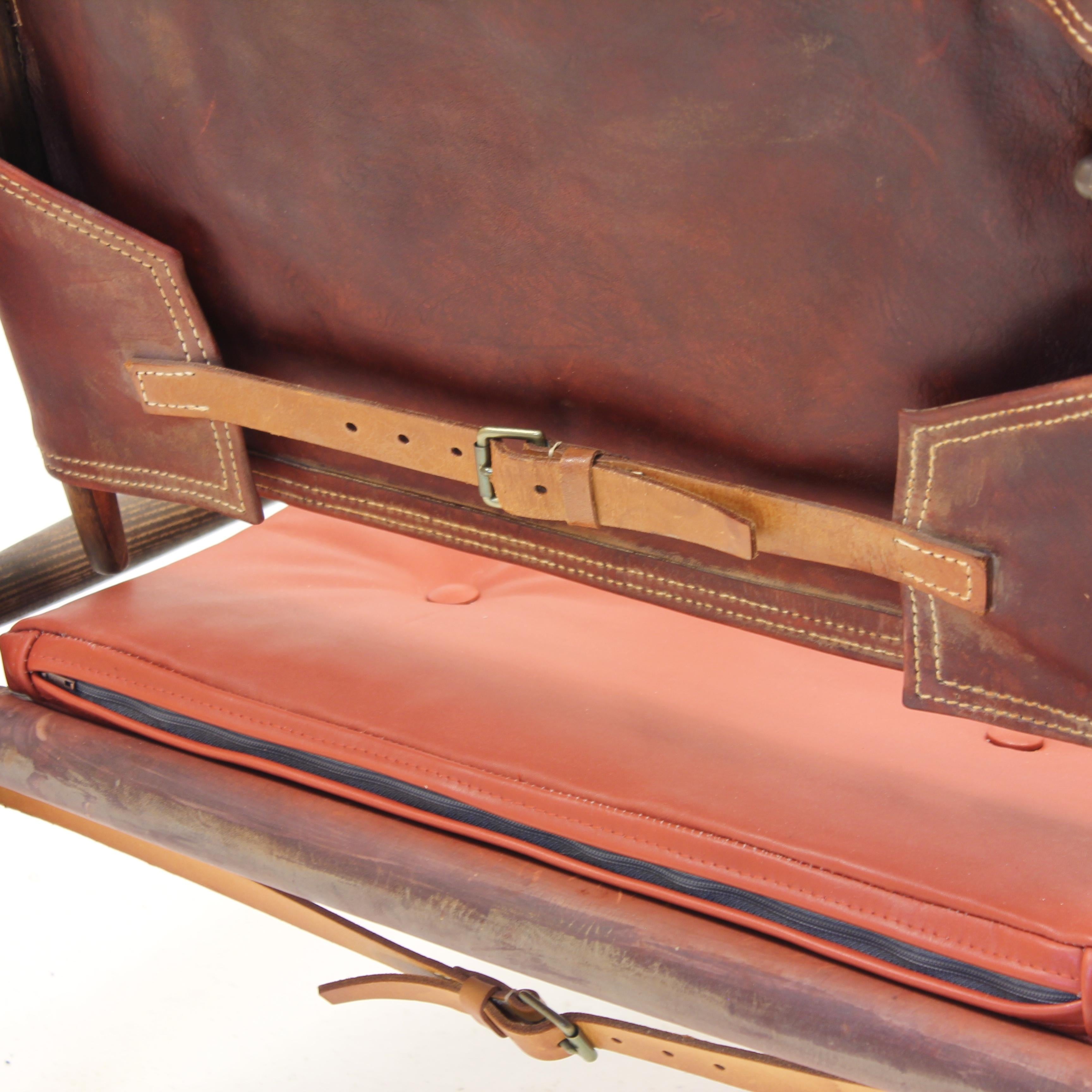 Cognacfarbener Leder-Safari-Stuhl von Kaare Klint für Rud Rasmussen, 1960er Jahre im Angebot 11