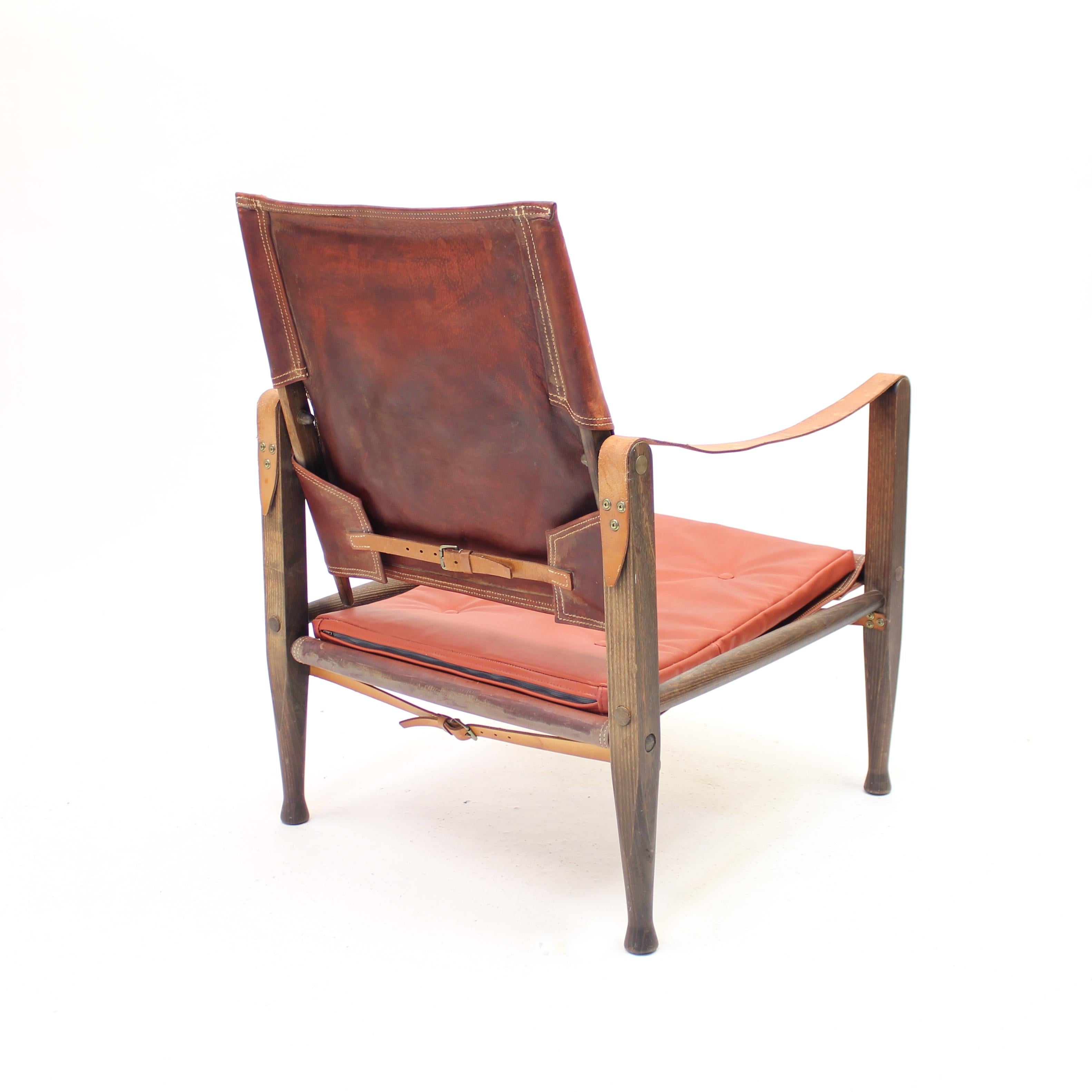 Kaare Klint, Cognac Leather Safari Chair for Rud Rasmussen, 1960s In Good Condition For Sale In Uppsala, SE