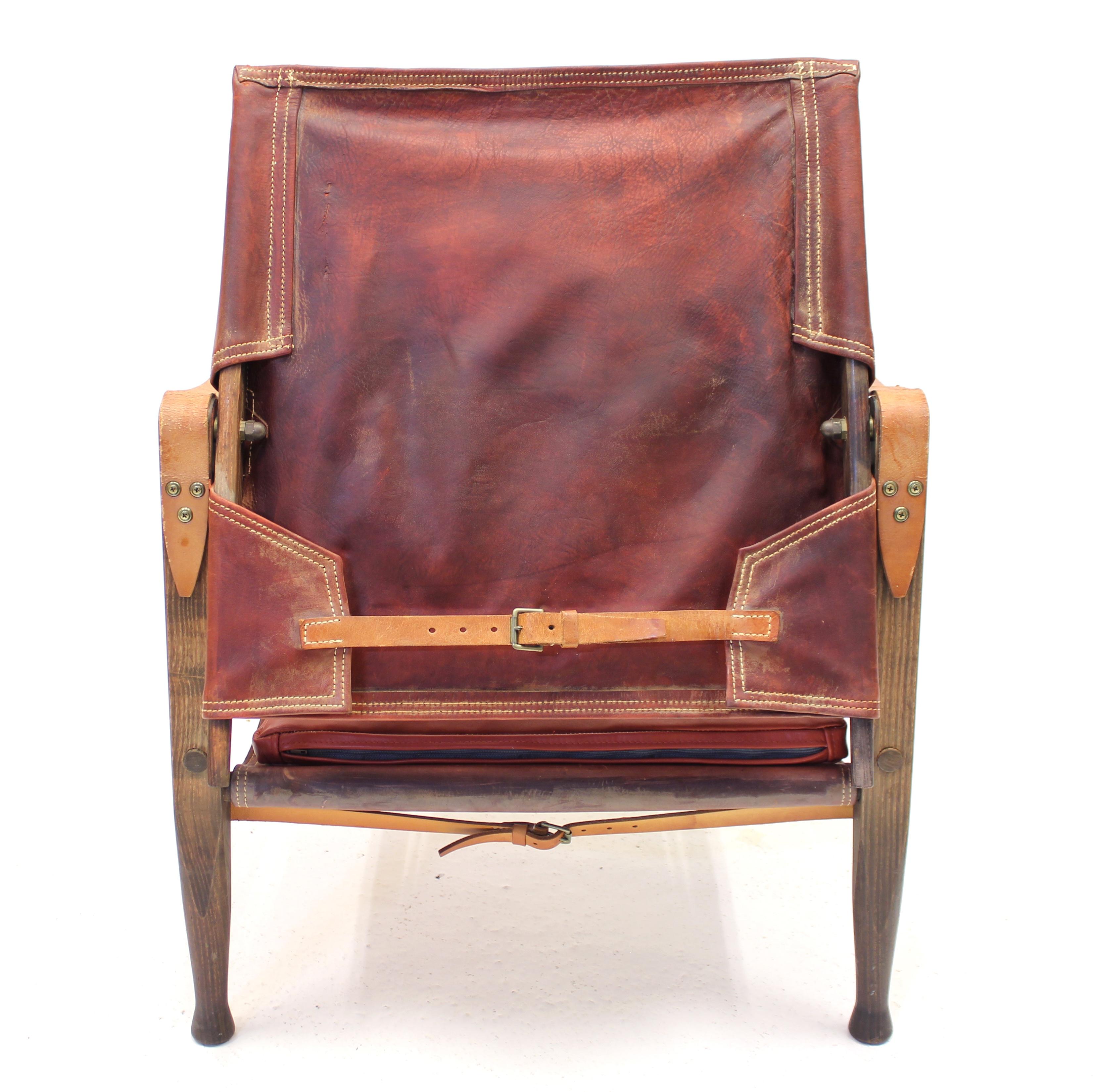 20th Century Kaare Klint, Cognac Leather Safari Chair for Rud Rasmussen, 1960s For Sale