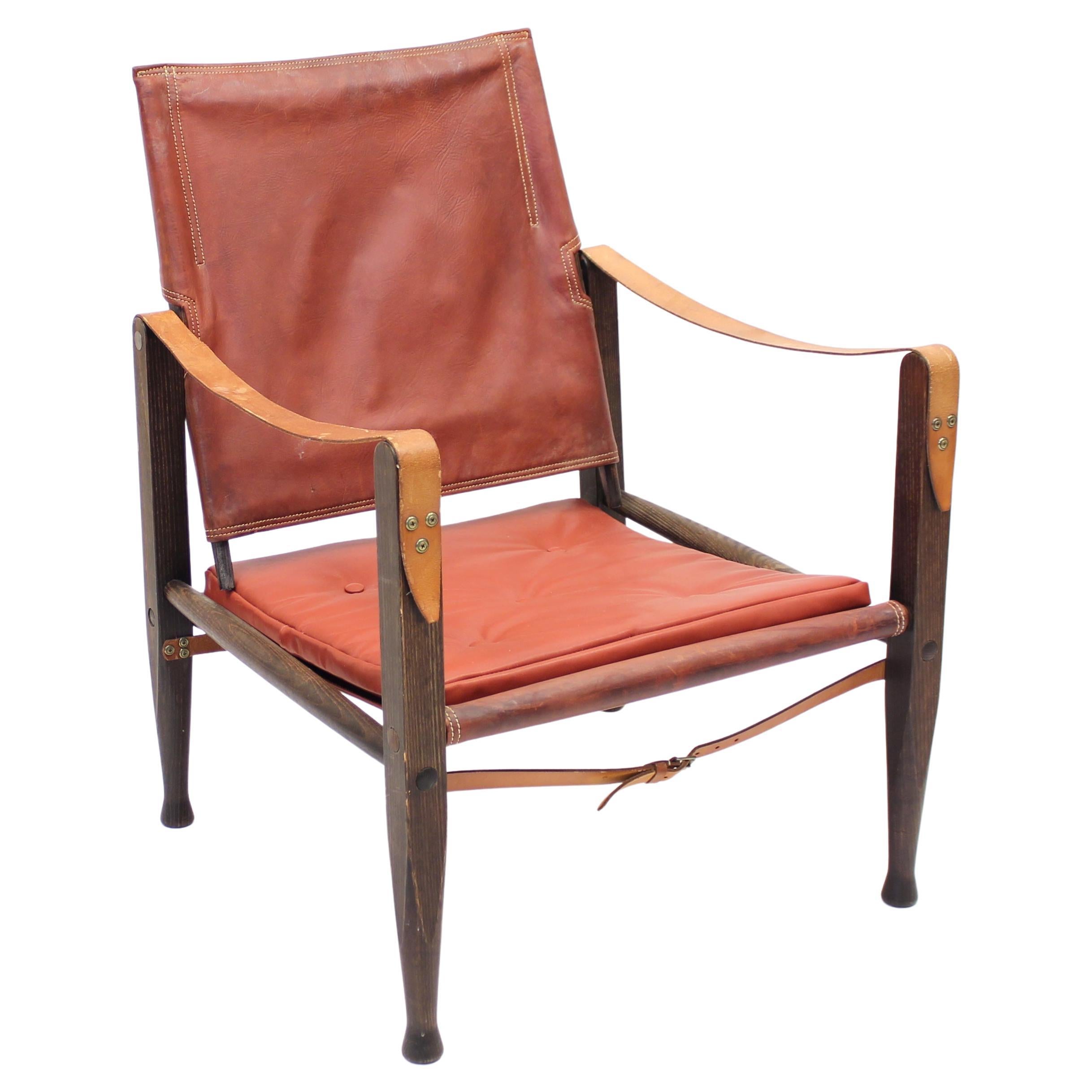 Kaare Klint, Cognac Leather Safari Chair for Rud Rasmussen, 1960s