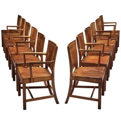 Kaare Klint Early Set of Twelve 'Armchairs '3758' in Original Leather