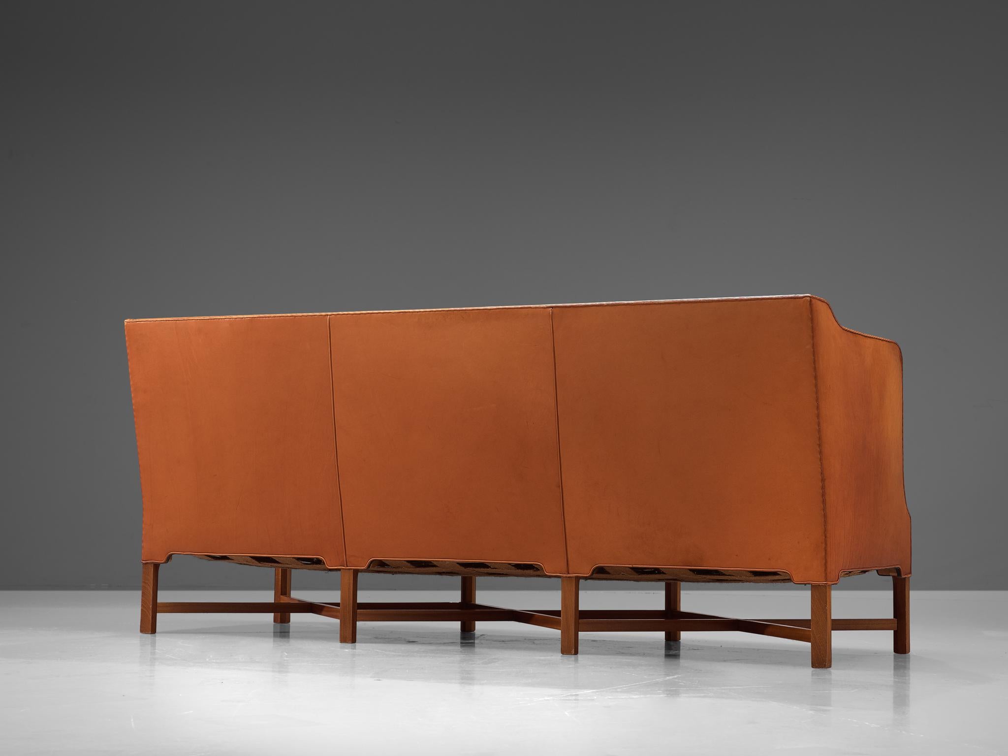 Mid-20th Century Kaare Klint Early Sofa in Cognac Leather for Rud Rasmussen