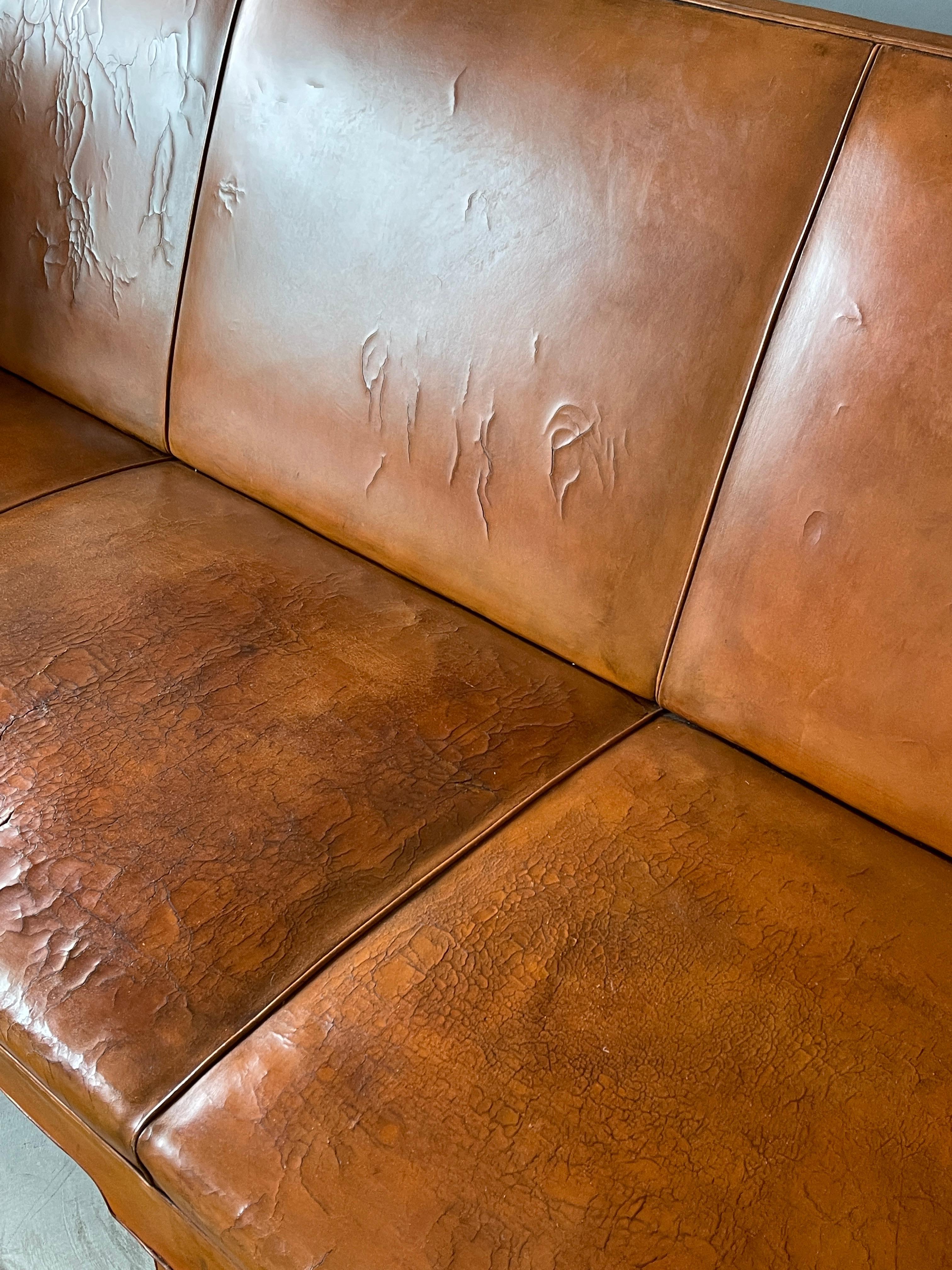Kaare Klint, Early Sofa, Nigerian Leather, Rud Rasmussen, Denmark, 1940s 1
