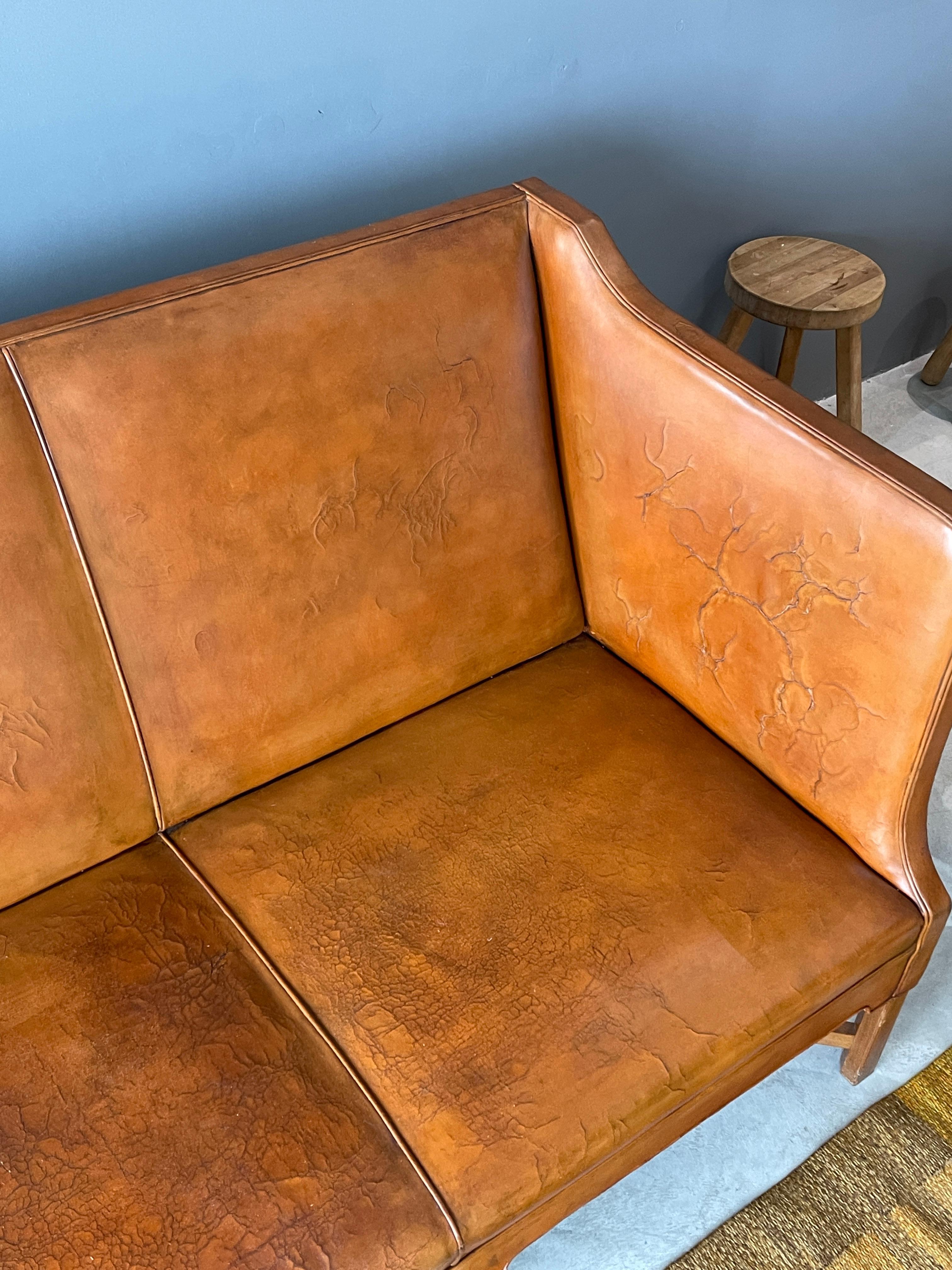 Kaare Klint, Early Sofa, Nigerian Leather, Rud Rasmussen, Denmark, 1940s 2