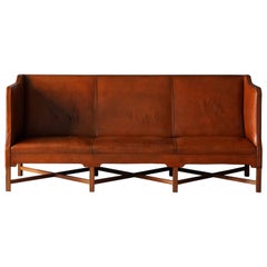 Kaare Klint, Early Sofa, Nigerian Leather, Rud Rasmussen, Denmark, 1940s