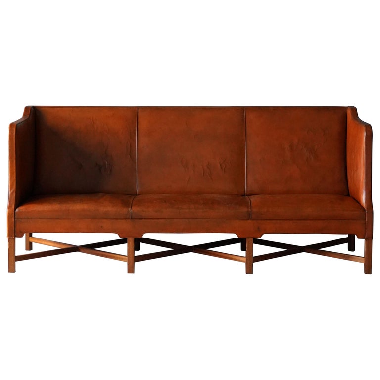 Kaare Klint, Early Sofa, Nigerian Leather, Rud Rasmussen, Denmark, 1940s at  1stDibs | kaare klint furniture, le klint sofa, kaare klint sofa