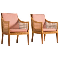 Kaare Klint for Rasmussen Pair of '4488' Easy Chairs with Fabric Upholstery