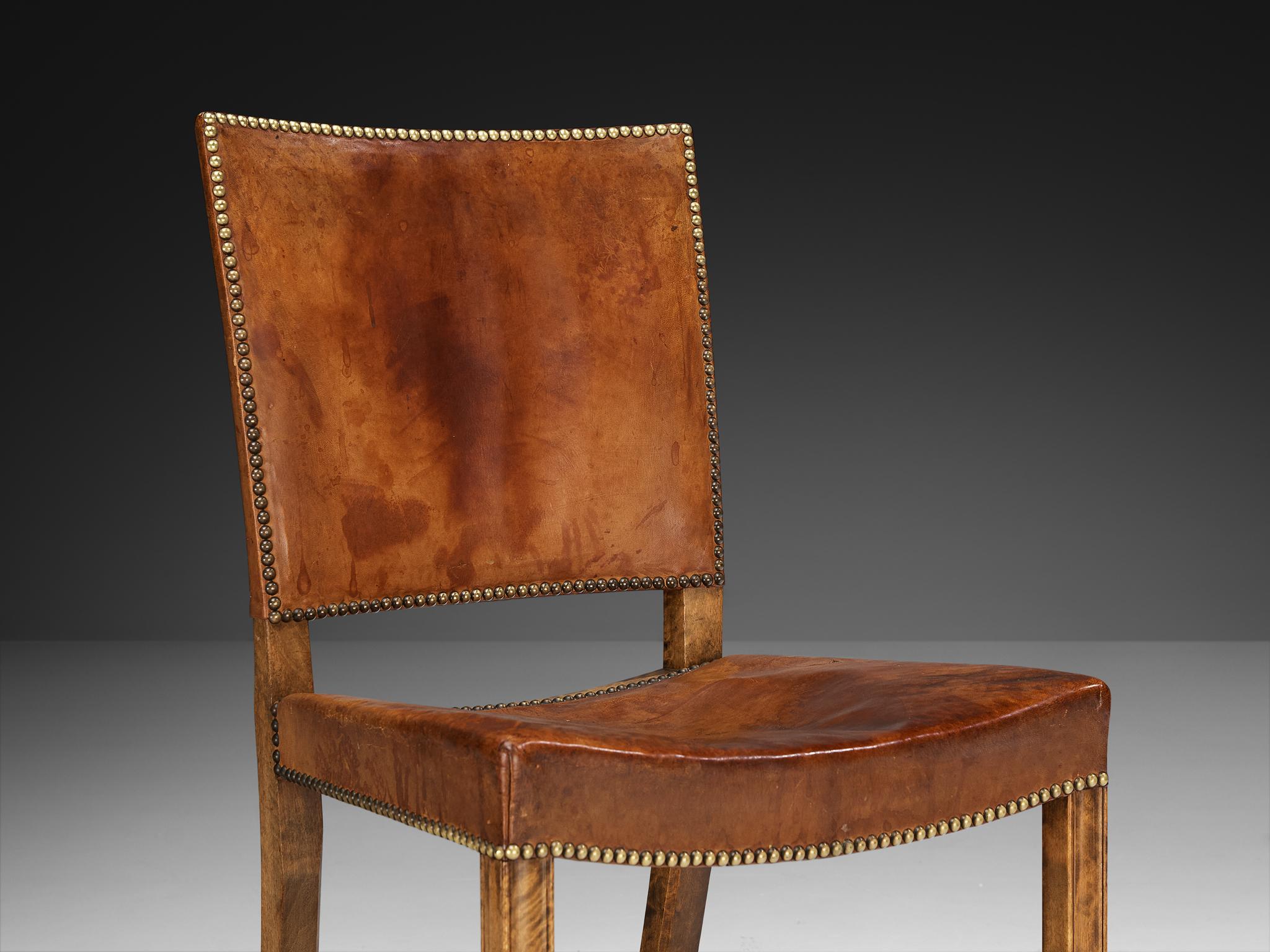Danese Kaare Klint per Rud Rasmussen Sedie da pranzo '3949' in Wood, ottone e pelle in vendita