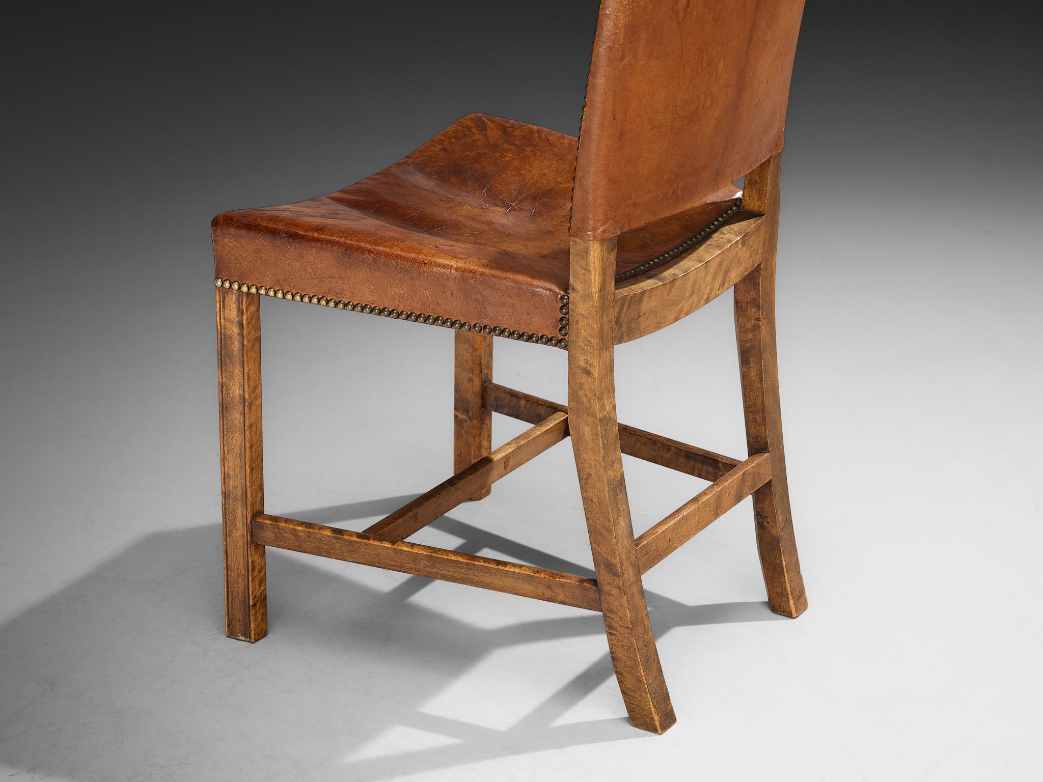 Kaare Klint per Rud Rasmussen Sedie da pranzo '3949' in Wood, ottone e pelle in vendita 1