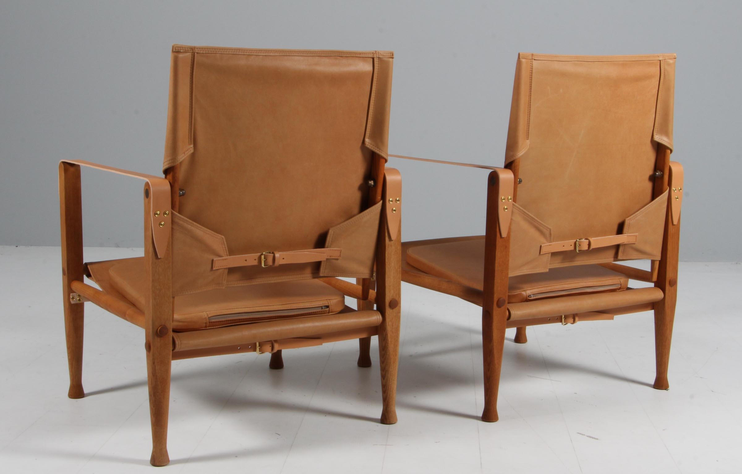 Cuir Paire de chaises safari Kaare Klint pour Rud Rasmussen en vente