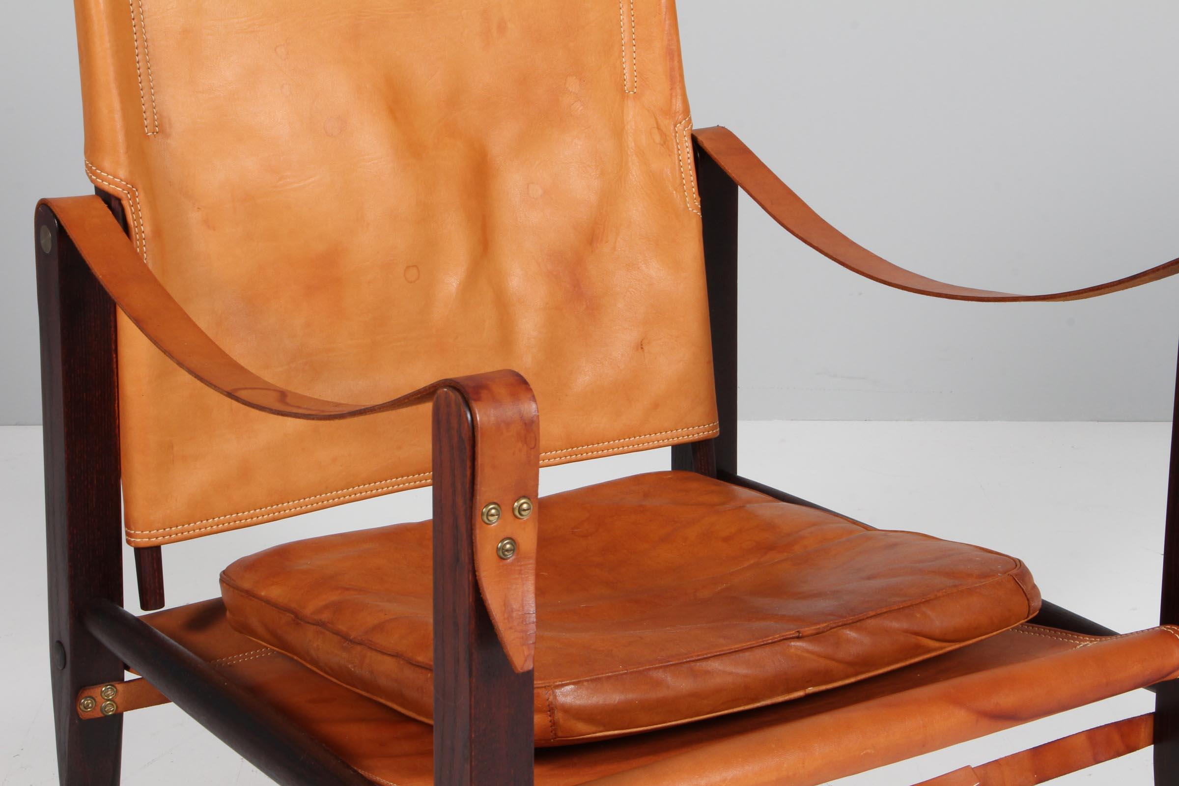 Scandinavian Modern Kaare Klint for Rud Rasmussen, Safari Chair, Original Leather, 1960s