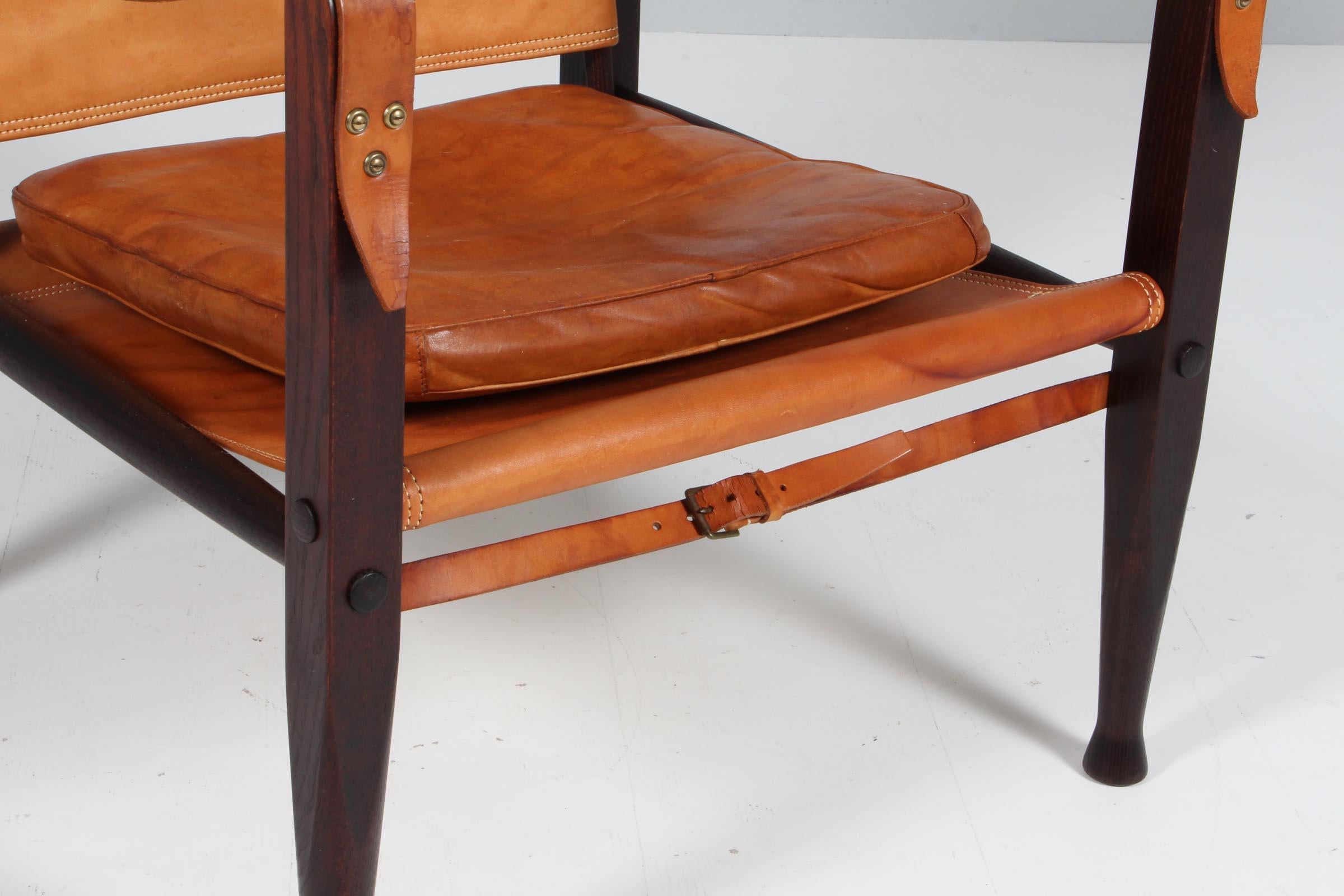 Danish Kaare Klint for Rud Rasmussen, Safari Chair, Original Leather, 1960s